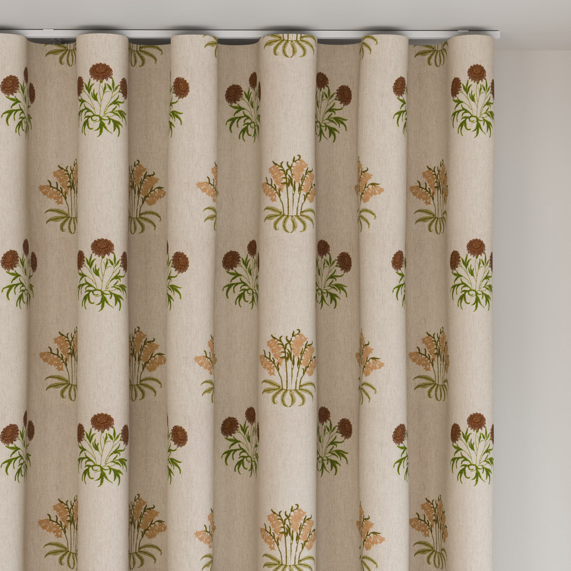 William Morris At Home Lily Flower Embroidery Madder Wave Curtain - Image 6
