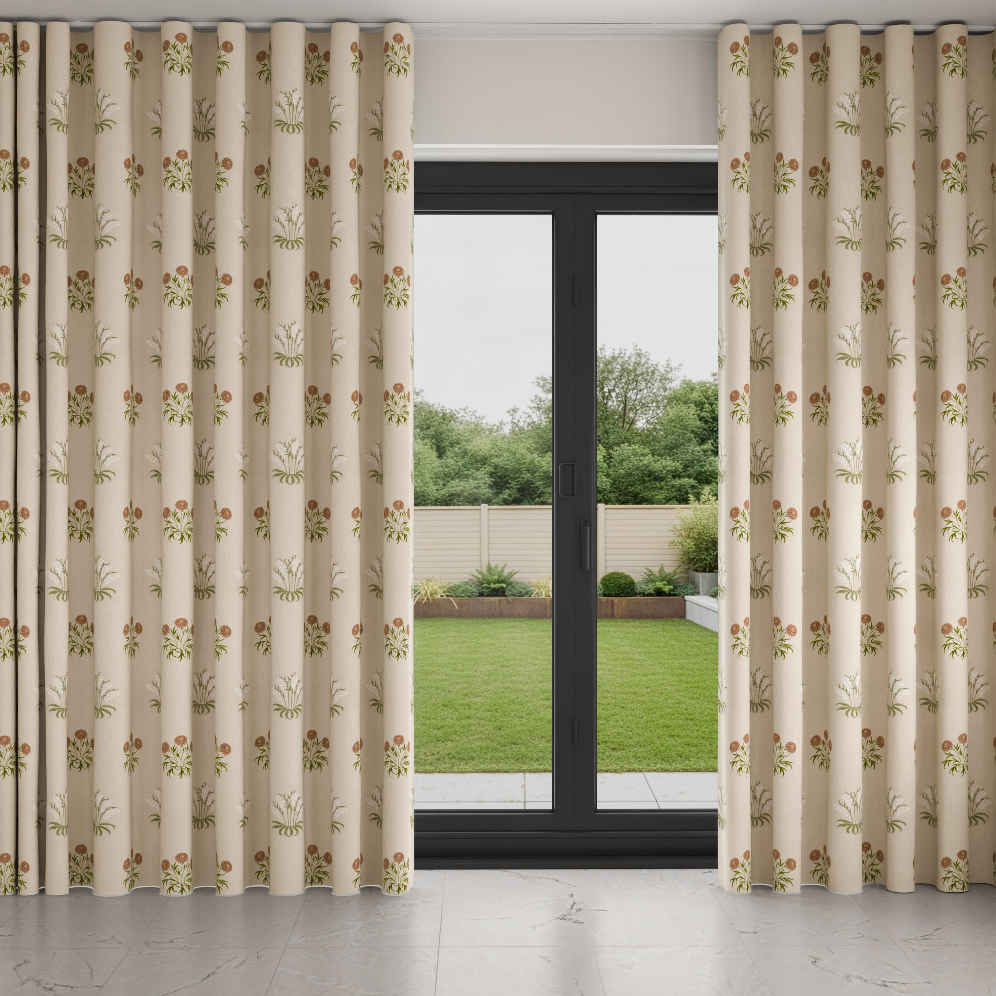 William Morris At Home Lily Flower Embroidery Nettle Wave Curtain - Image 3
