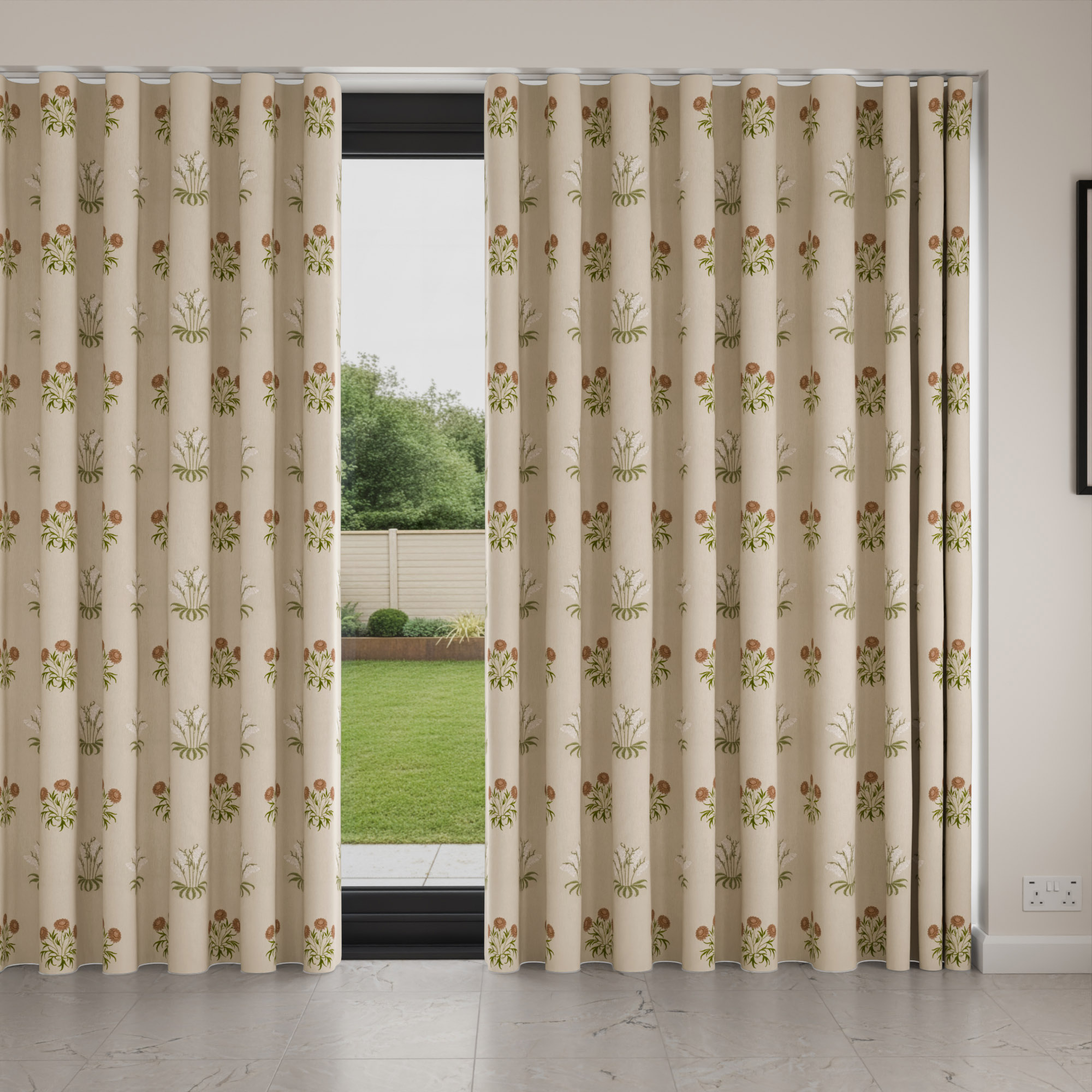 William Morris At Home Lily Flower Embroidery Nettle Wave Curtain - Image 4