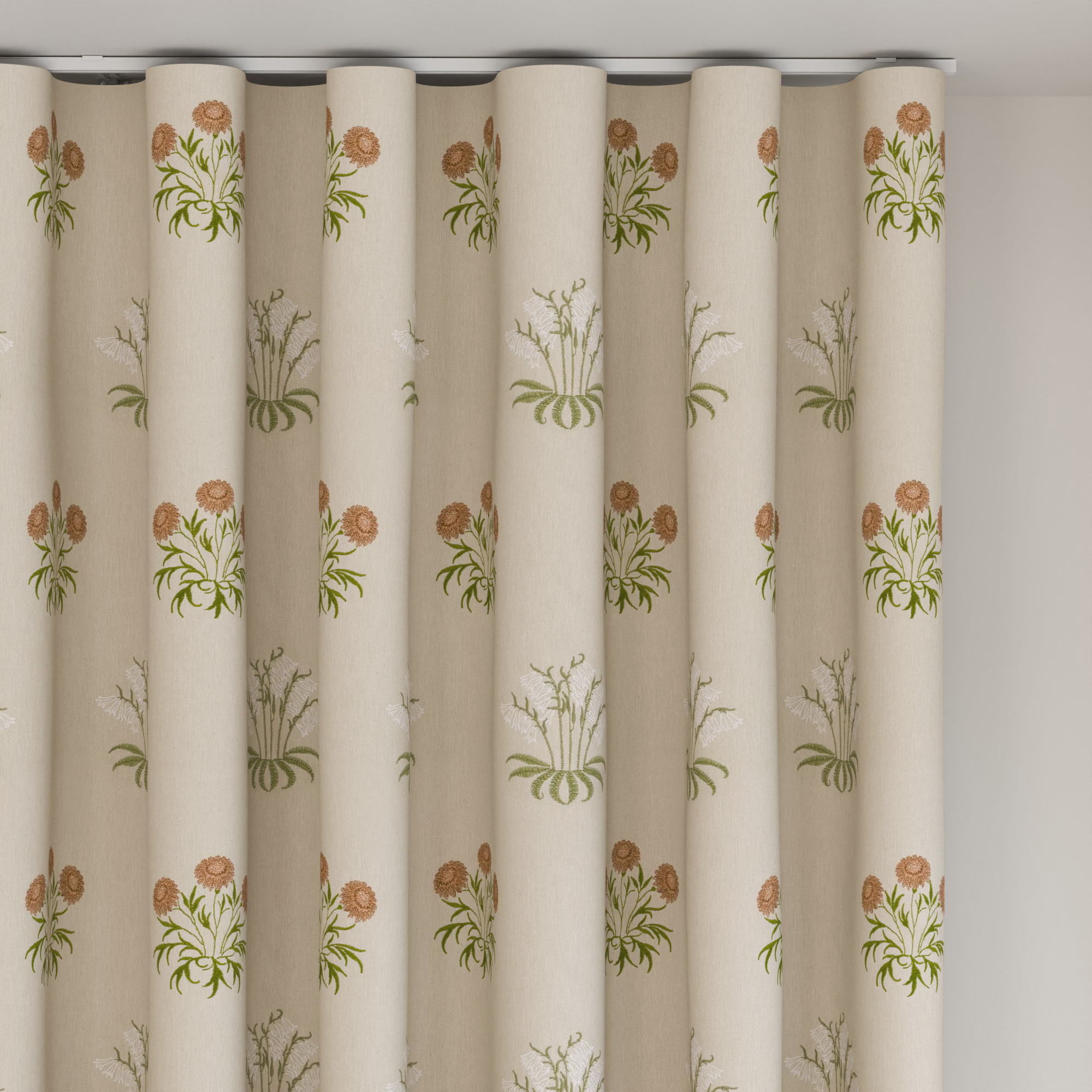 William Morris At Home Lily Flower Embroidery Nettle Wave Curtain - Image 6