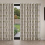 William Morris At Home Lily Flower Embroidery Ochre Wave Curtain