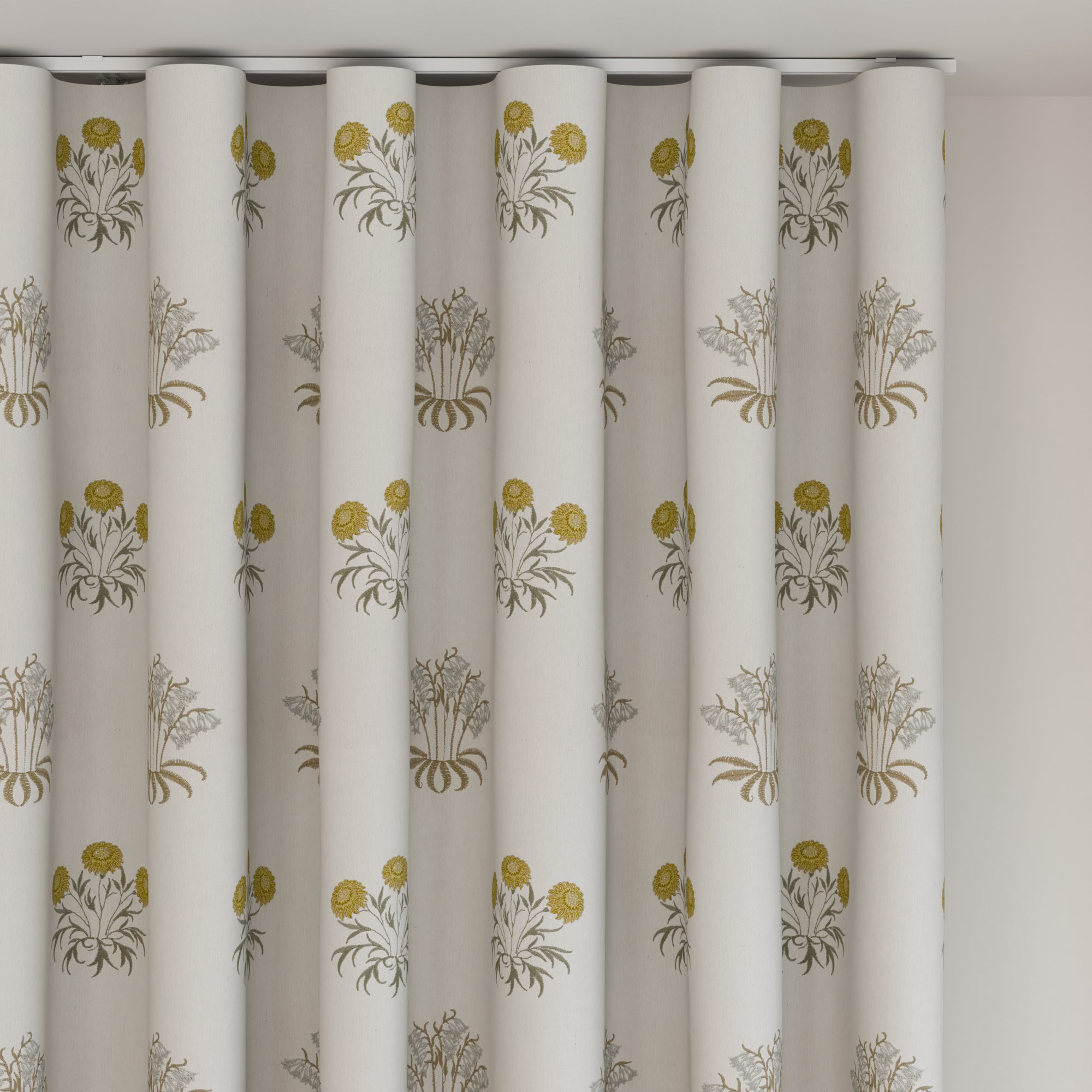 William Morris At Home Lily Flower Embroidery Ochre Wave Curtain - Image 6