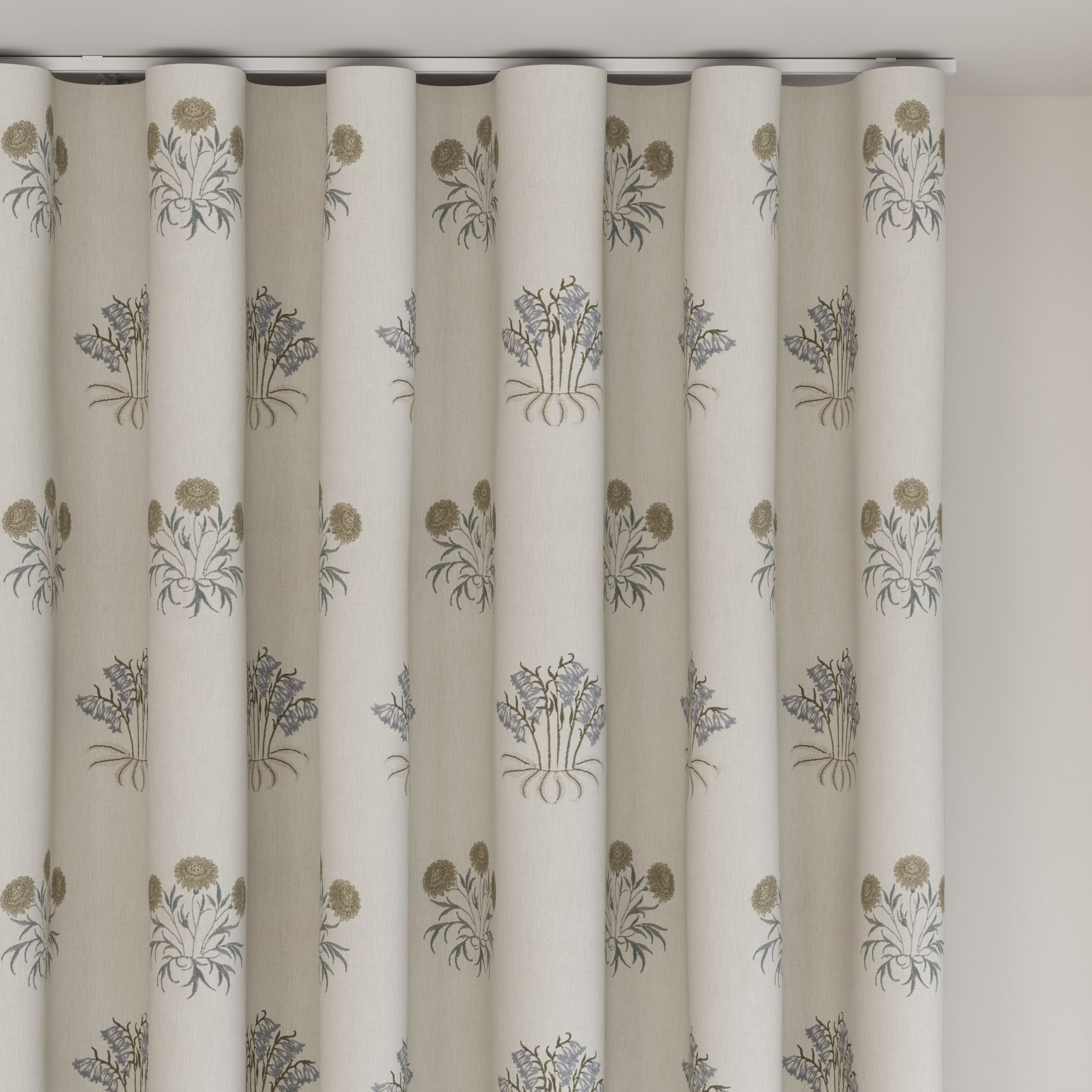 William Morris At Home Lily Flower Embroidery Woad Wave Curtain - Image 6