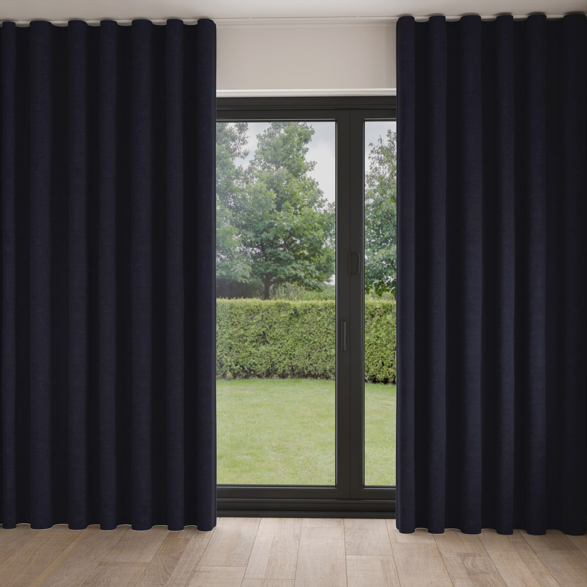 William Morris At Home Lodden Embroidery Indigo Wave Curtain - Image 2