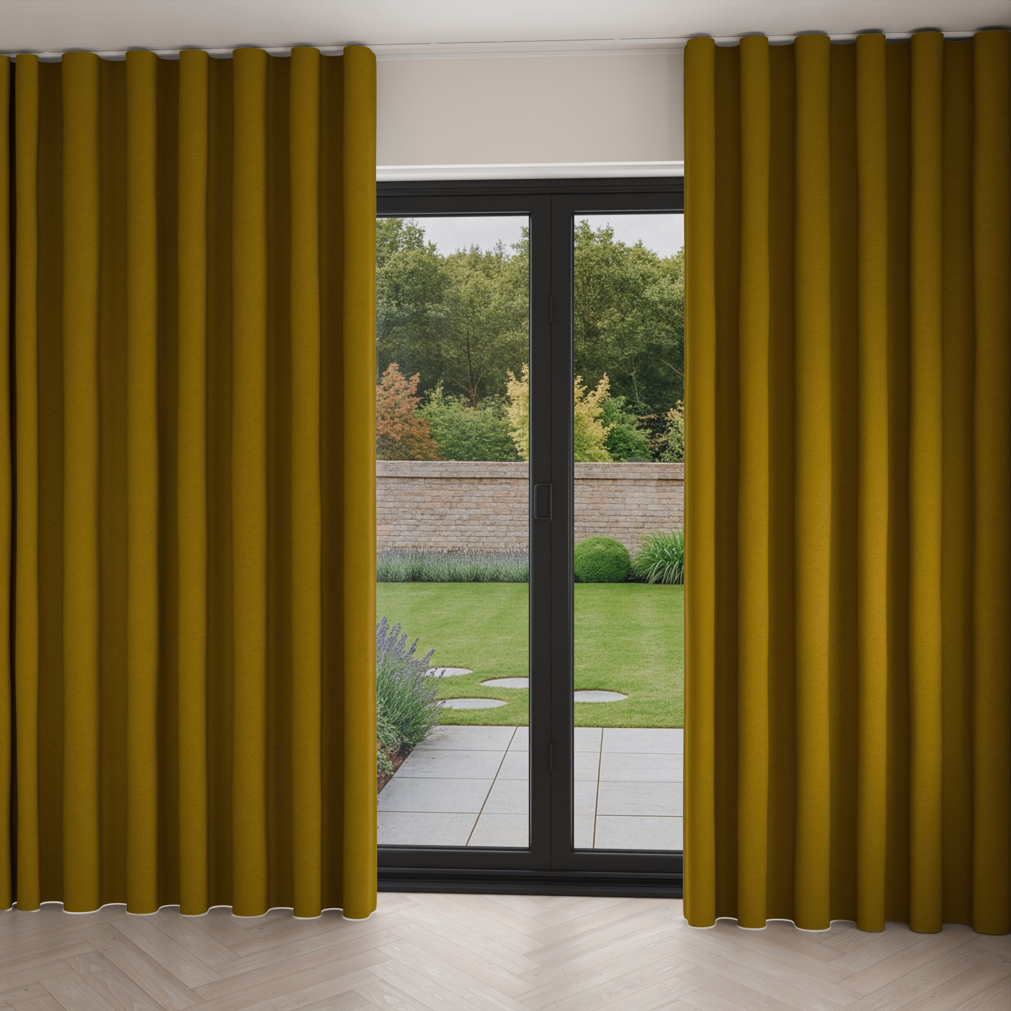 William Morris At Home Lodden Embroidery Ochre Wave Curtain - Image 2