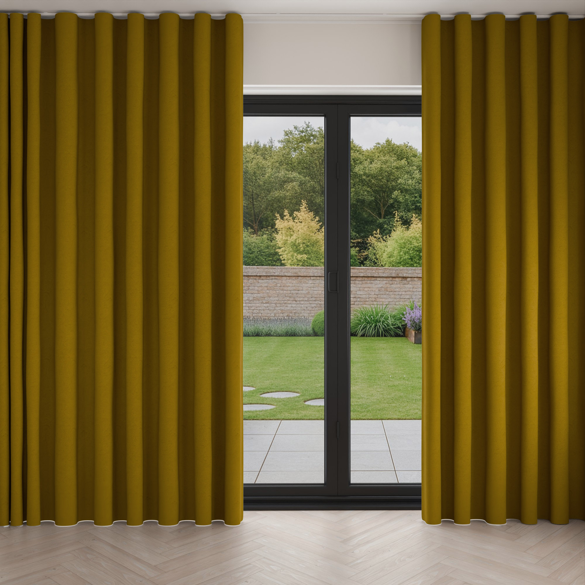 William Morris At Home Lodden Embroidery Ochre Wave Curtain - Image 3