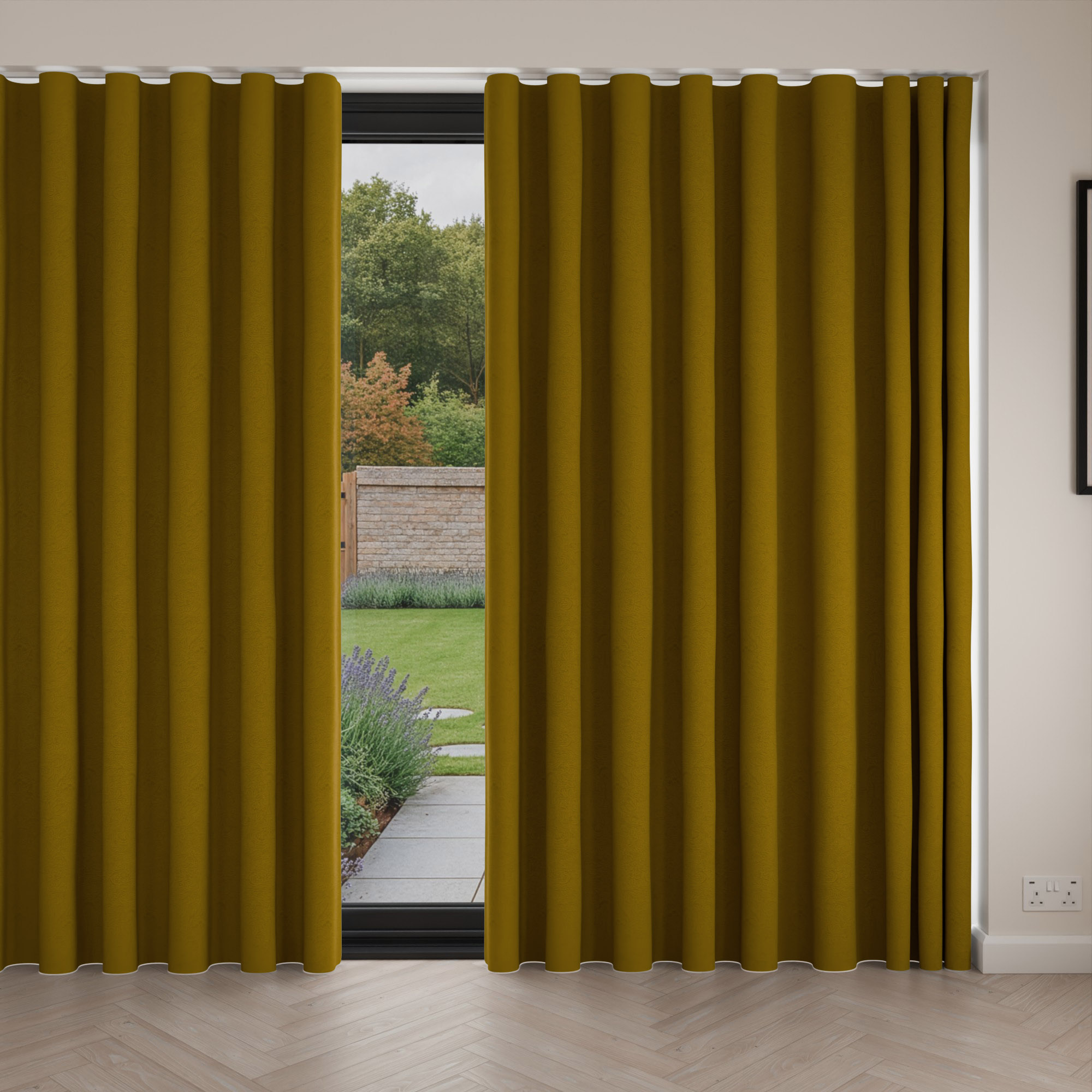 William Morris At Home Lodden Embroidery Ochre Wave Curtain - Image 4