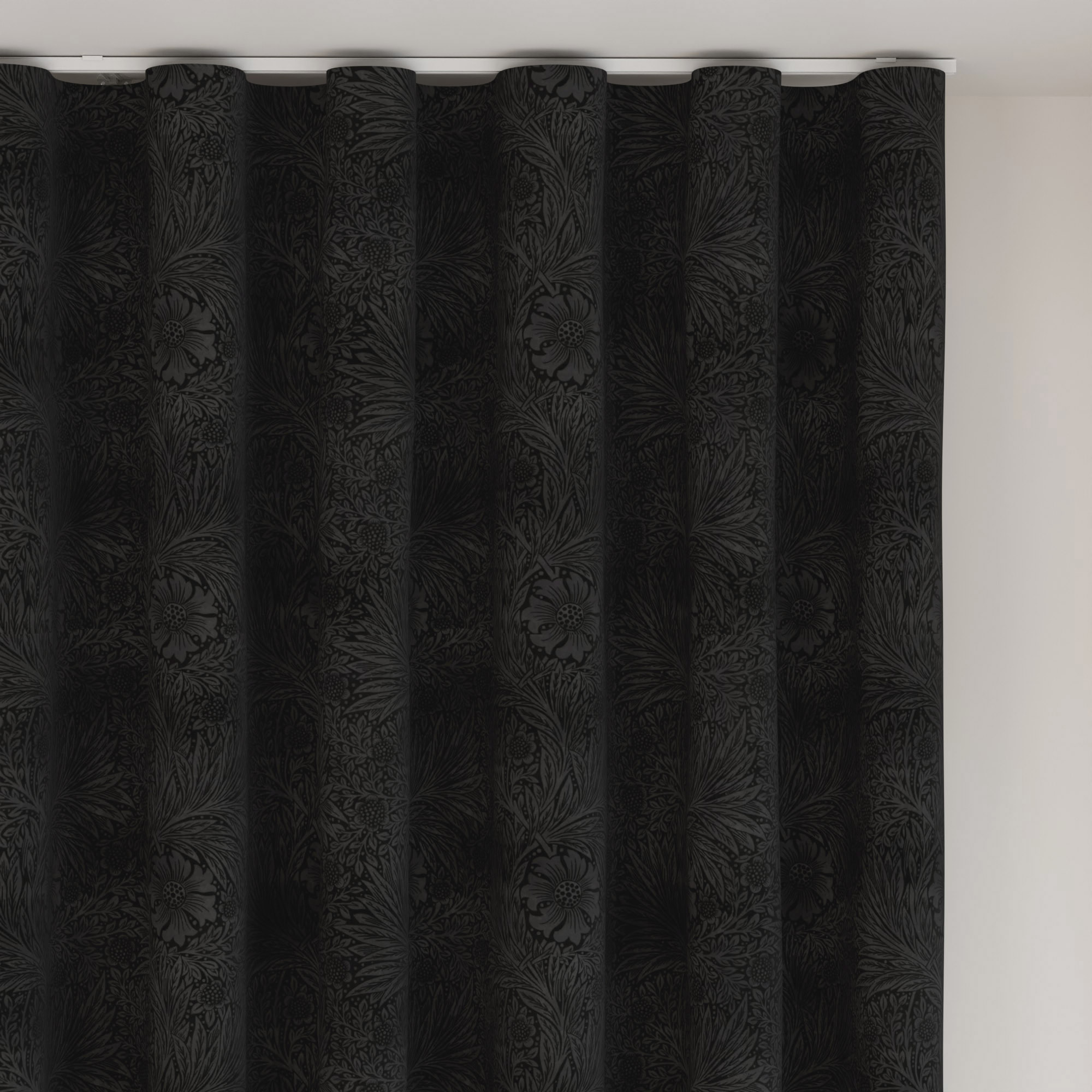 William Morris At Home Marigold Velvet Charcoal Wave Curtain - Image 6