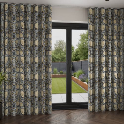 William Morris At Home Pimpernel Indigo Wave Curtain