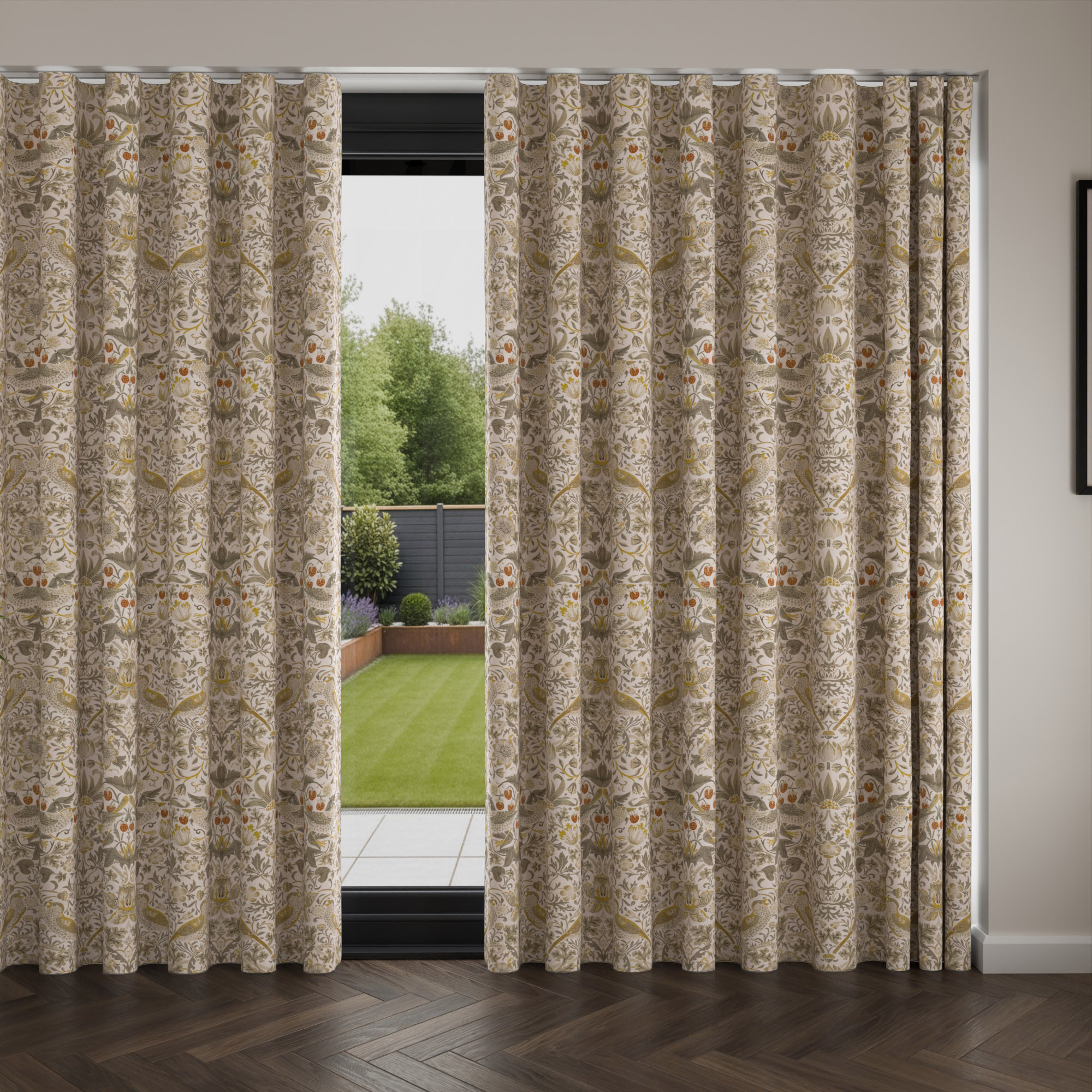 William Morris At Home Strawberry Thief Ochre Wave Curtain - Image 4