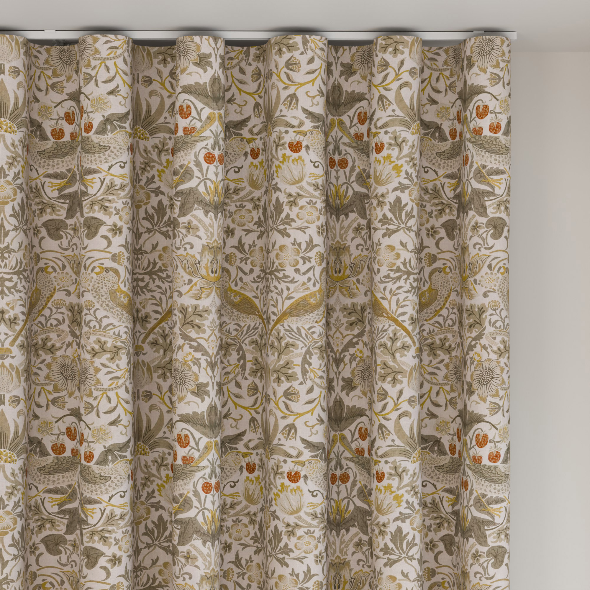 William Morris At Home Strawberry Thief Ochre Wave Curtain - Image 6