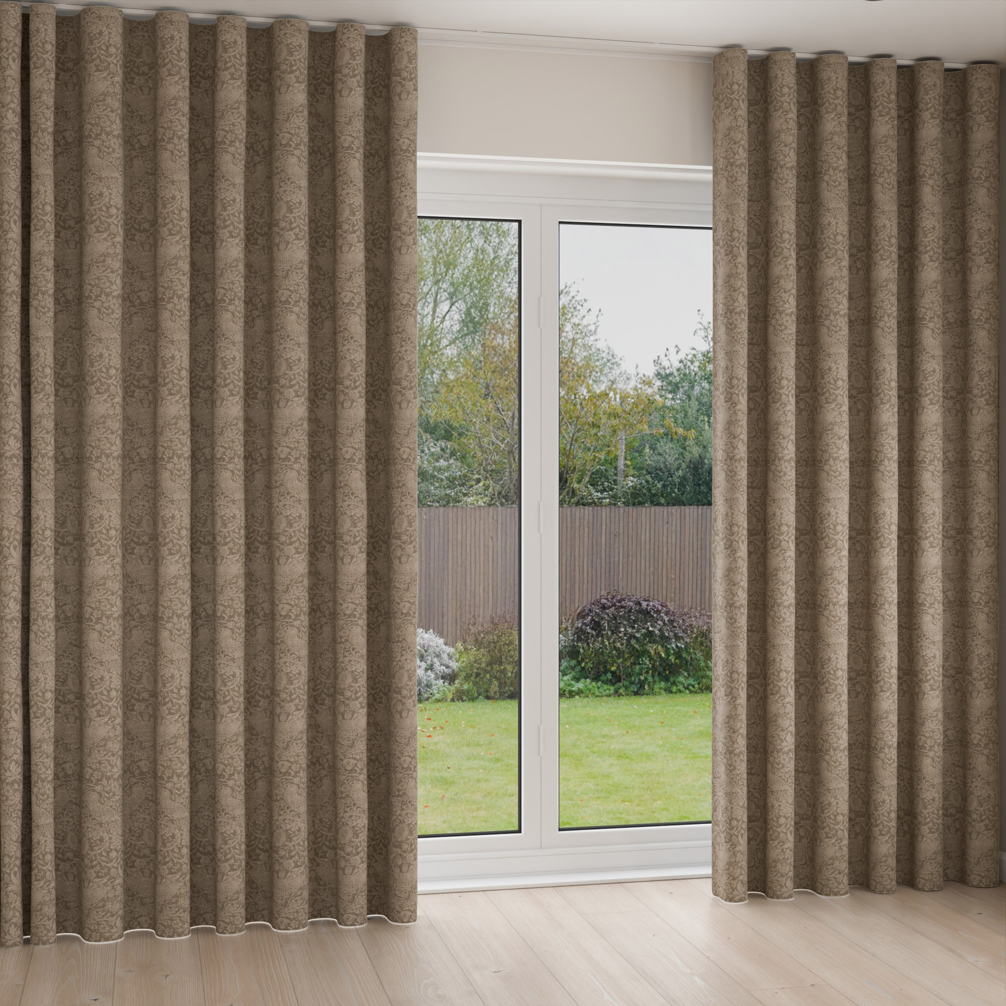 William Morris At Home Strawberry Thief Woven Walnut Wave Curtain - Image 2