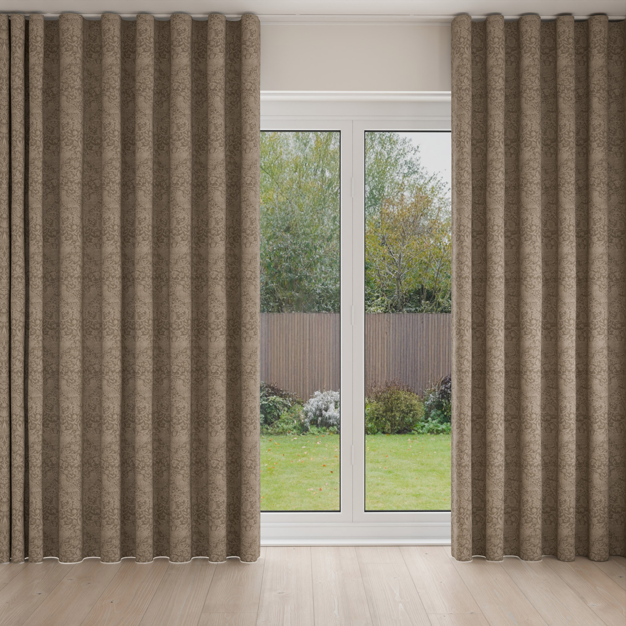 William Morris At Home Strawberry Thief Woven Walnut Wave Curtain - Image 3