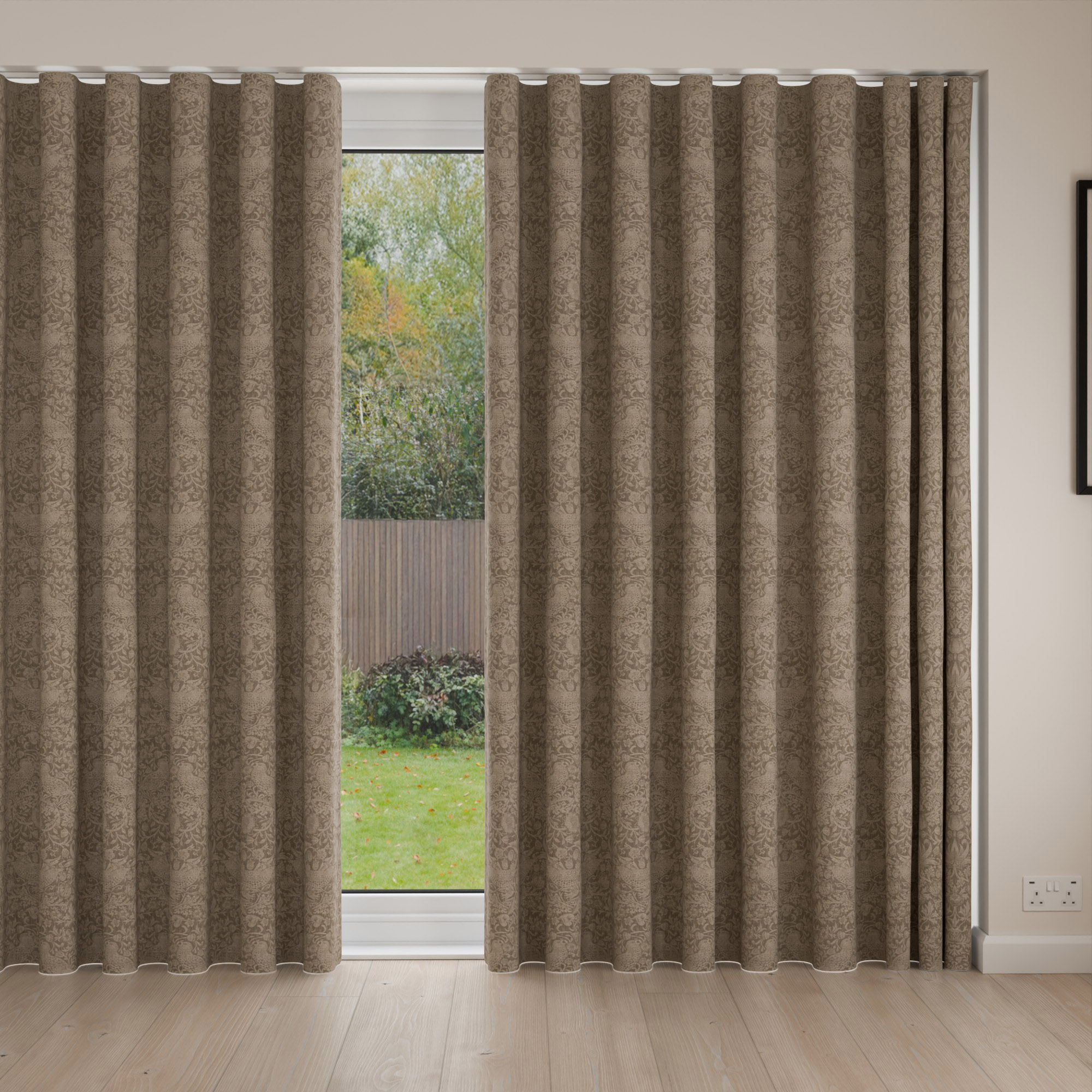 William Morris At Home Strawberry Thief Woven Walnut Wave Curtain - Image 4