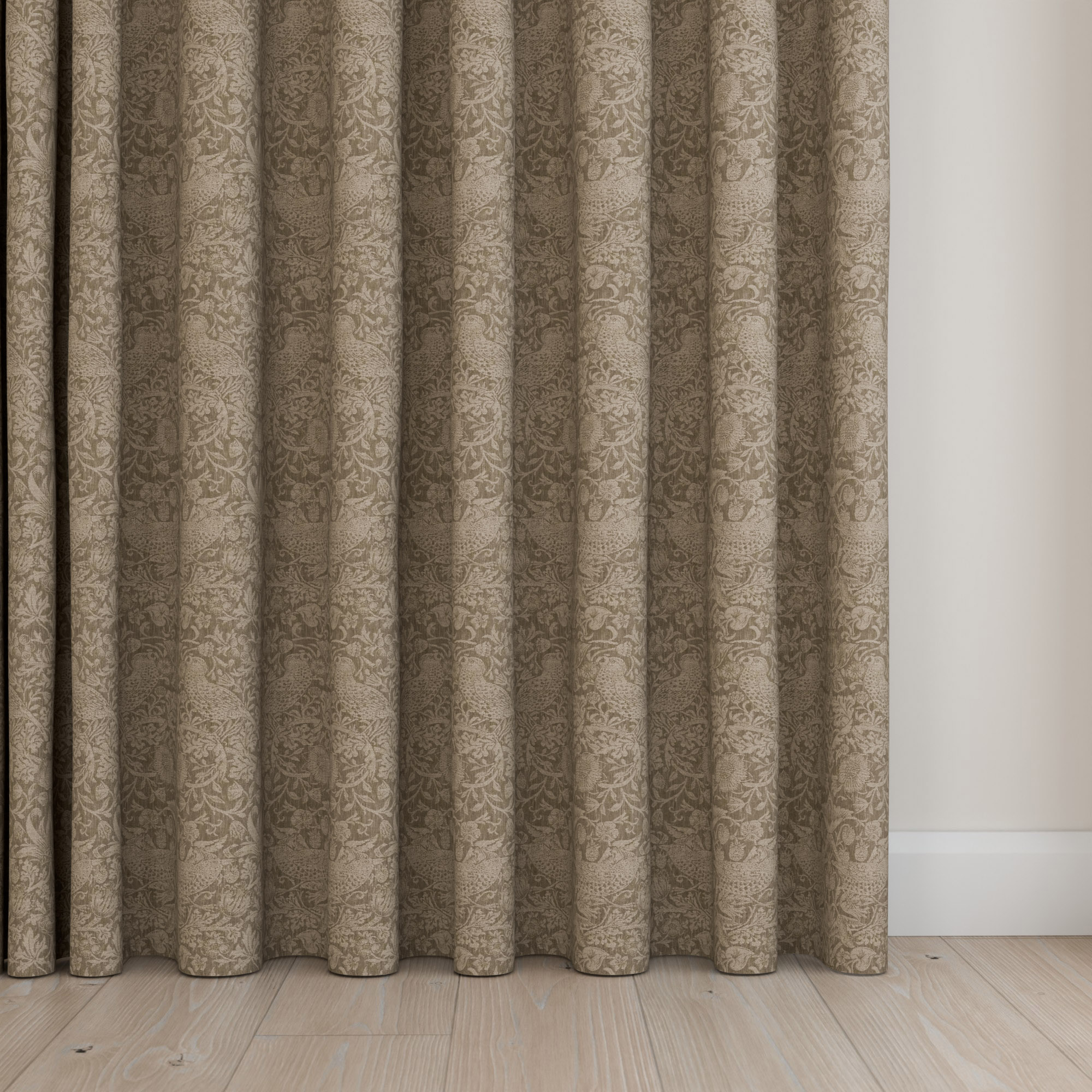 William Morris At Home Strawberry Thief Woven Walnut Wave Curtain - Image 5