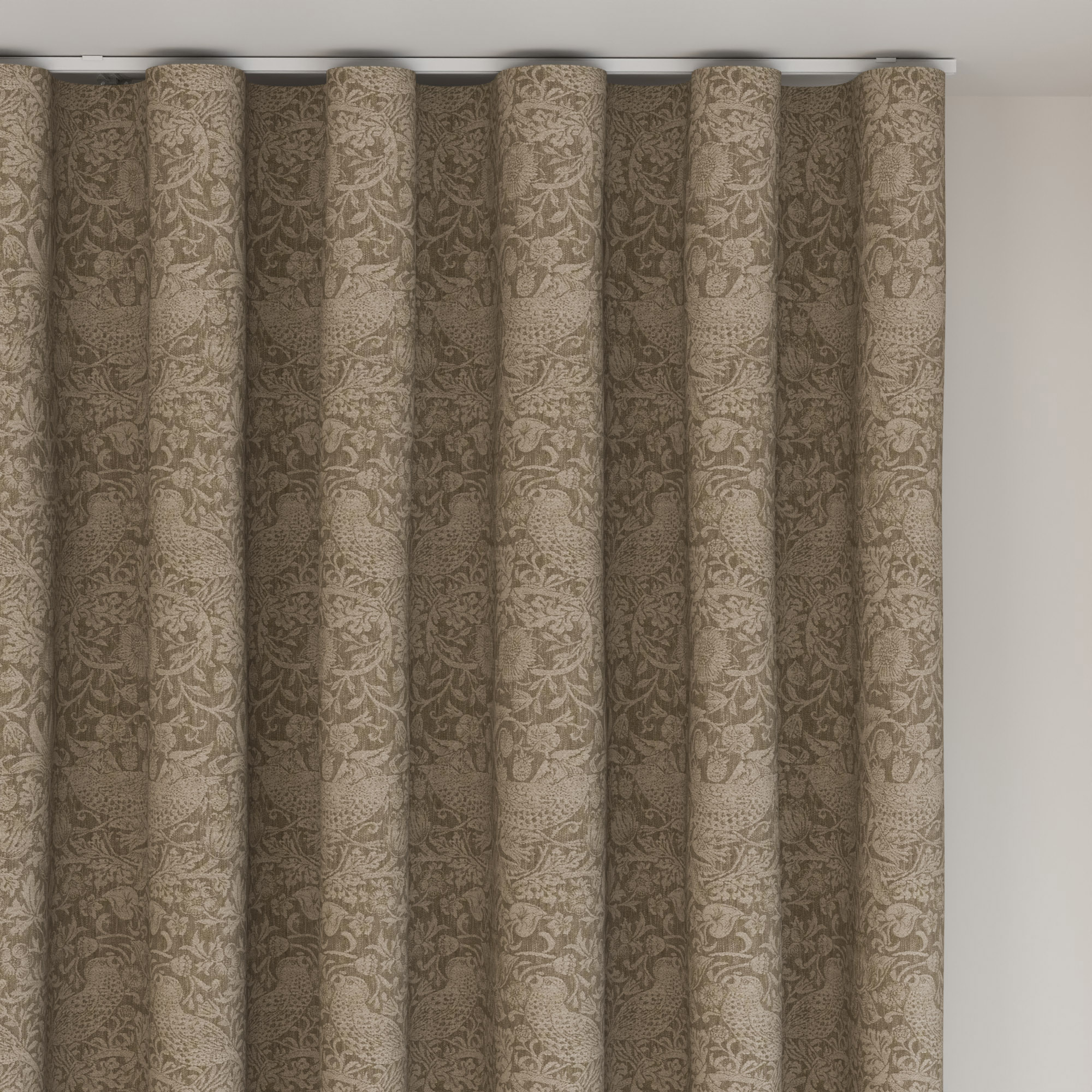 William Morris At Home Strawberry Thief Woven Walnut Wave Curtain - Image 6