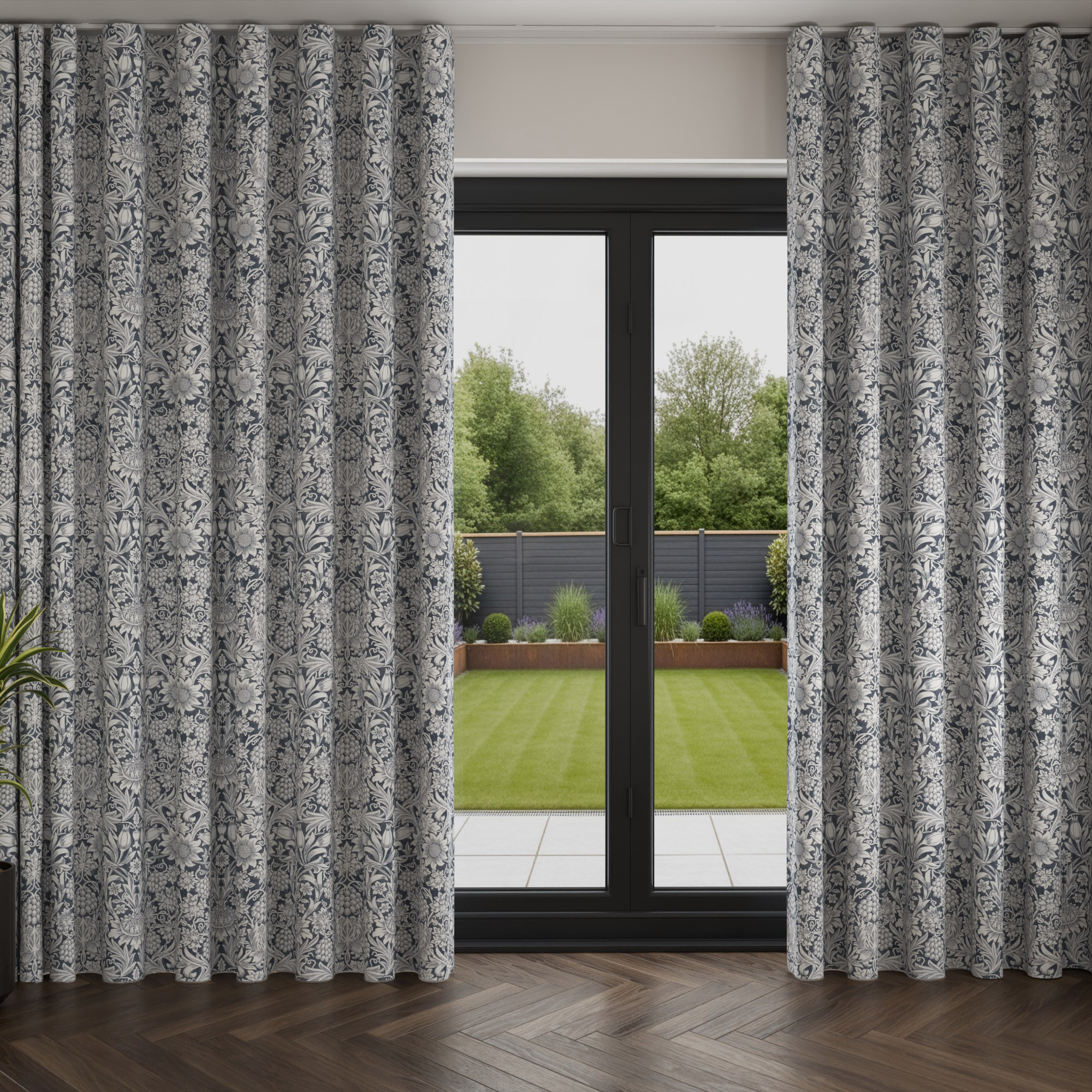 William Morris At Home Sunflower Indigo Wave Curtain - Image 3