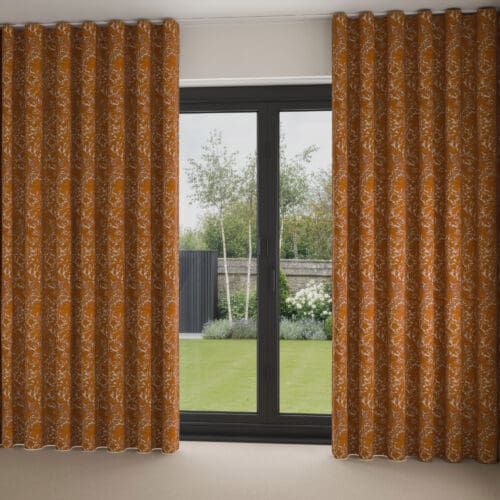 William Morris At Home Compton Silhouette Velvet Terracotta Wave Curtain