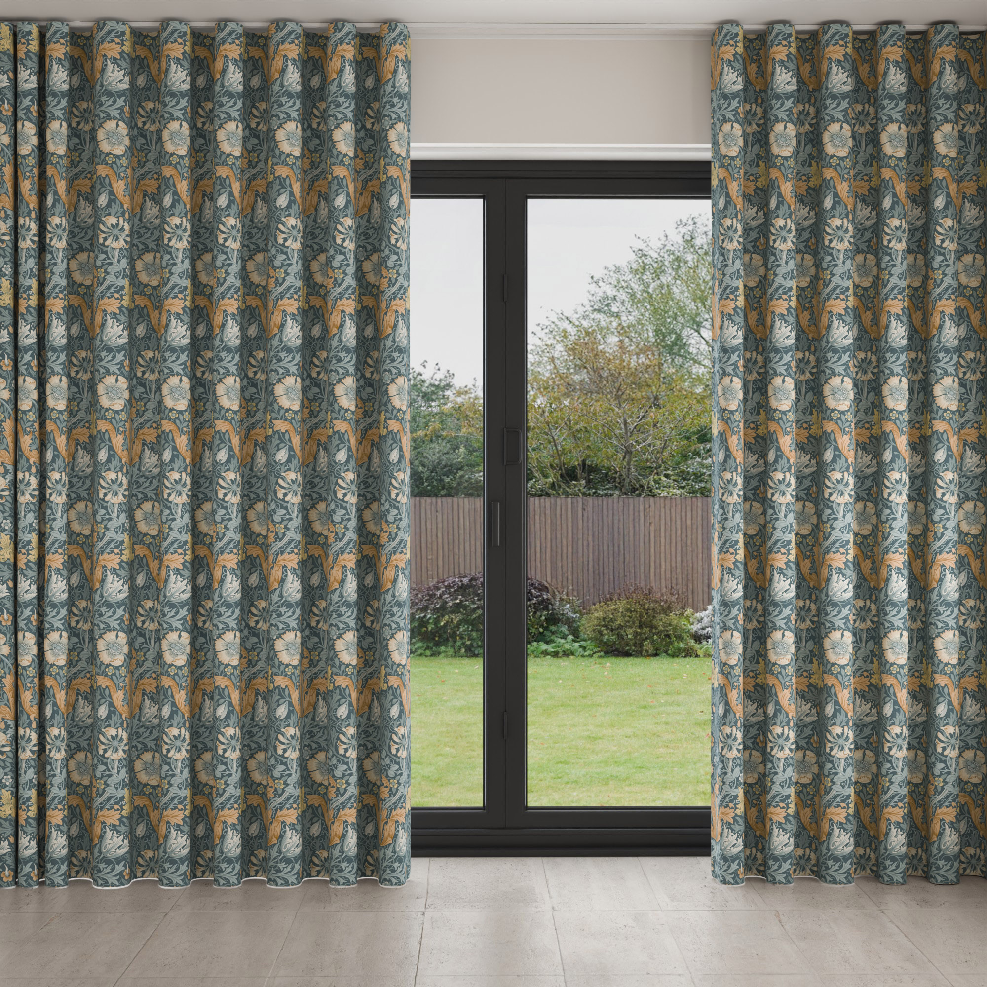 William Morris At Home Compton Velvet Bluebird Wave Curtain - Image 3