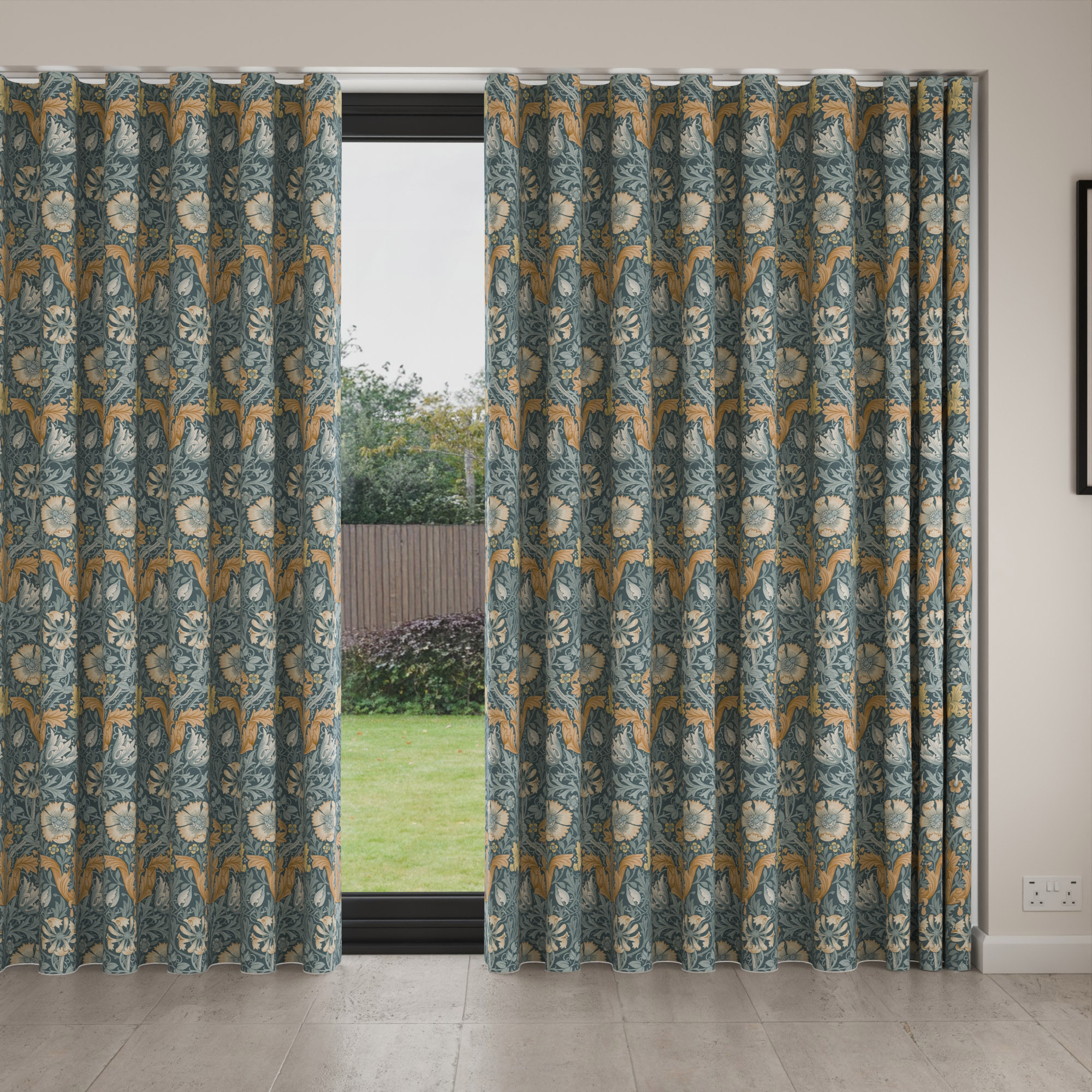 William Morris At Home Compton Velvet Bluebird Wave Curtain - Image 4