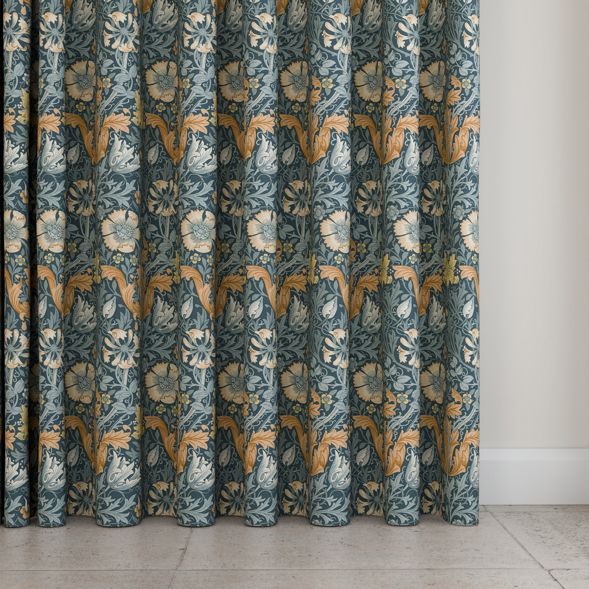 William Morris At Home Compton Velvet Bluebird Wave Curtain - Image 5