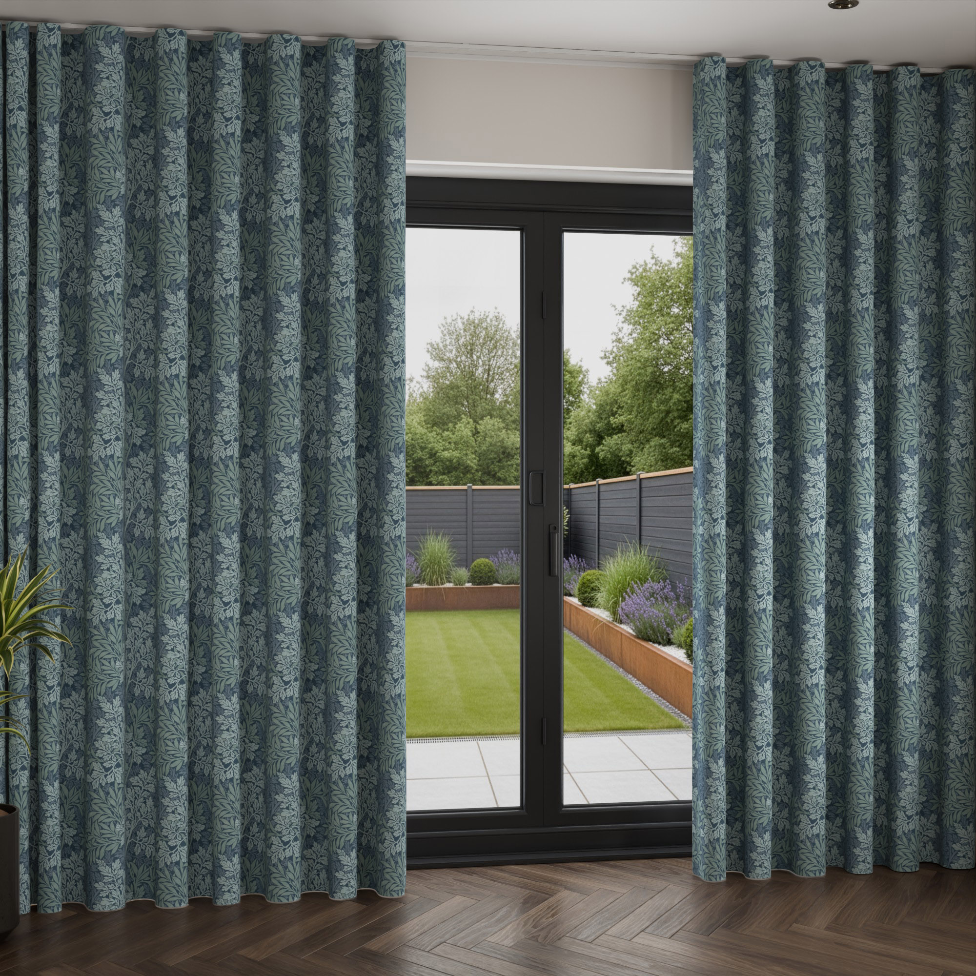 William Morris At Home Foliage Indigo Wave Curtain - Image 2