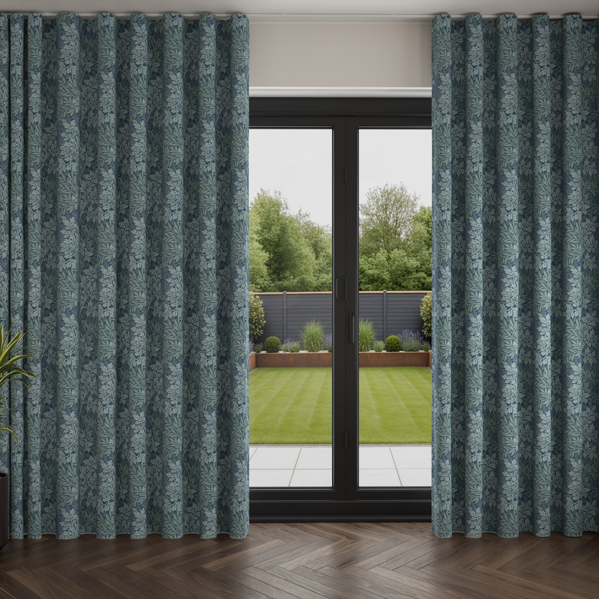 William Morris At Home Foliage Indigo Wave Curtain - Image 3