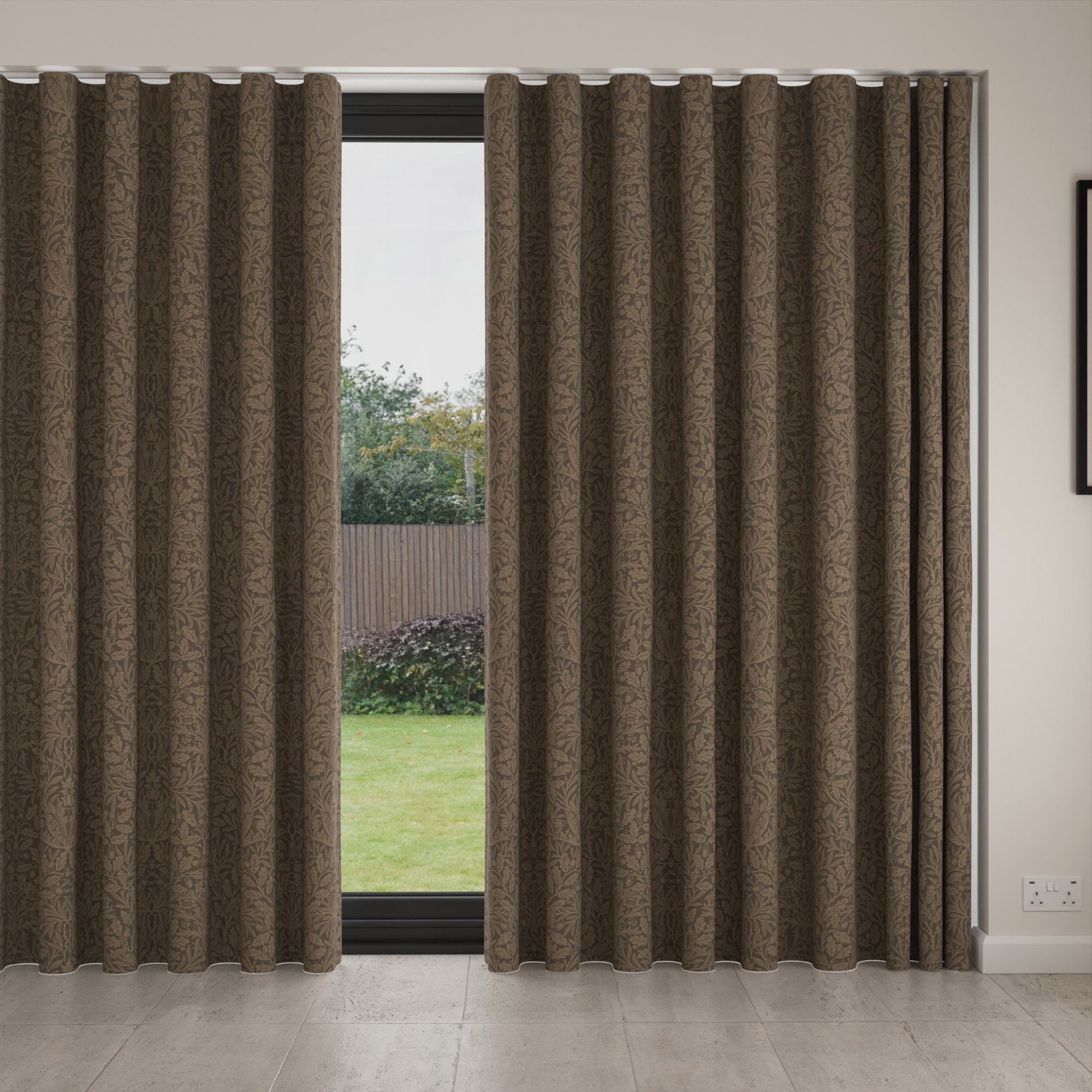 William Morris At Home Acorn Velvet Truffle Wave Curtain - Image 4