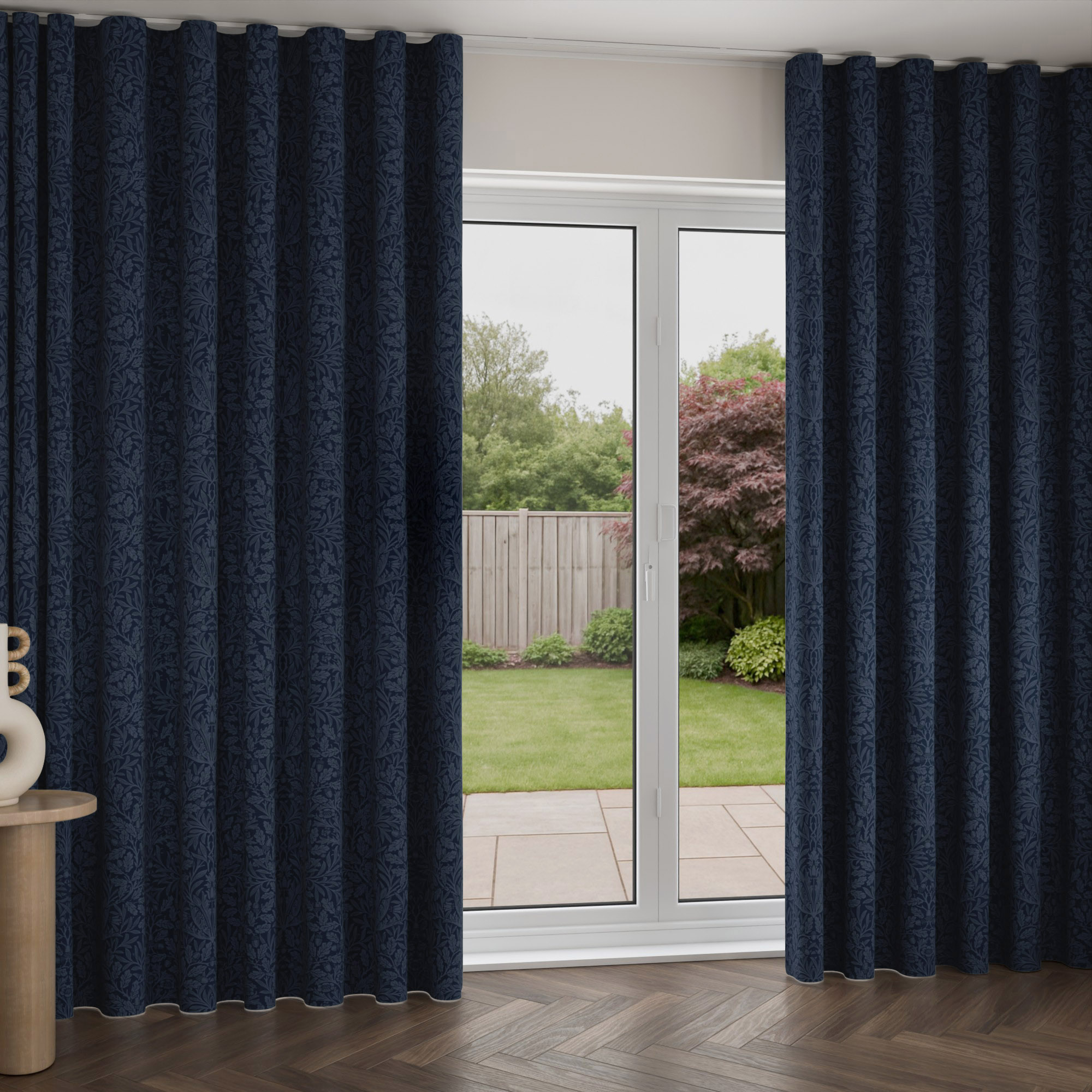 William Morris At Home Acorn Velvet Midnight Wave Curtain - Image 2