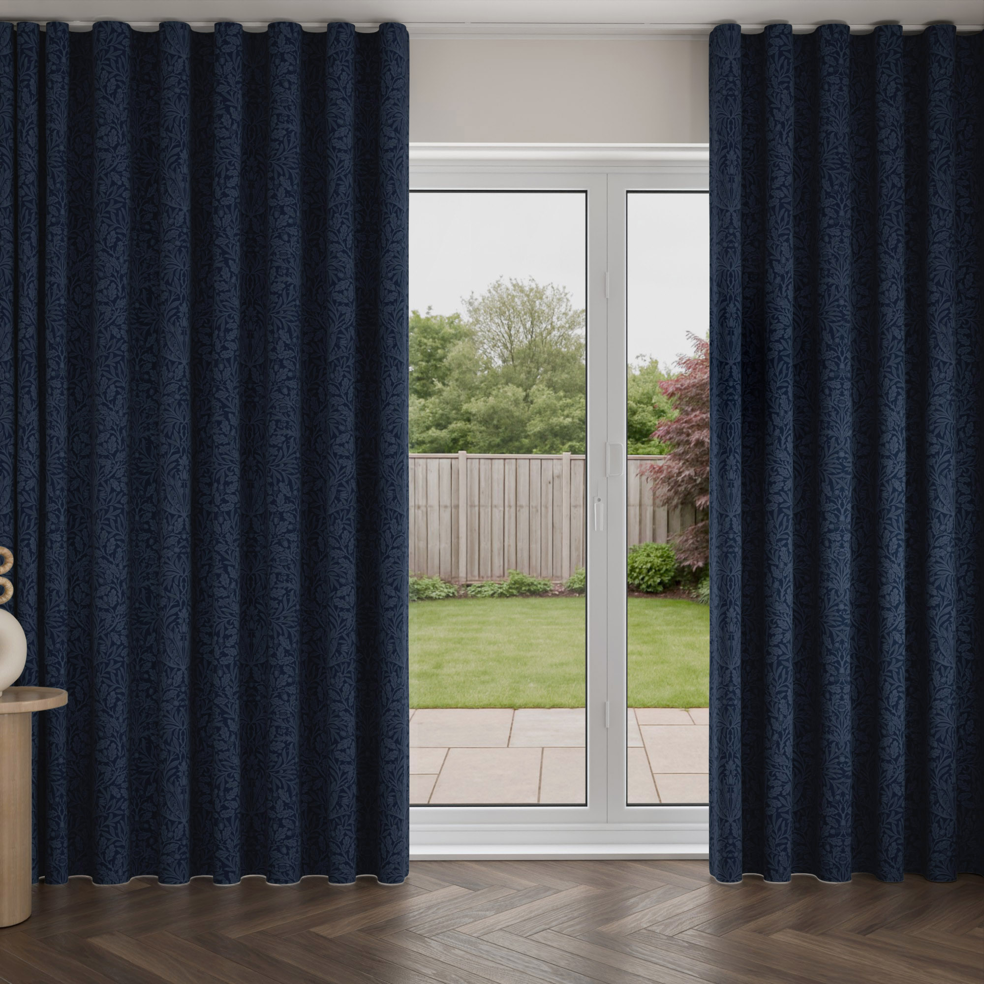 William Morris At Home Acorn Velvet Midnight Wave Curtain - Image 3