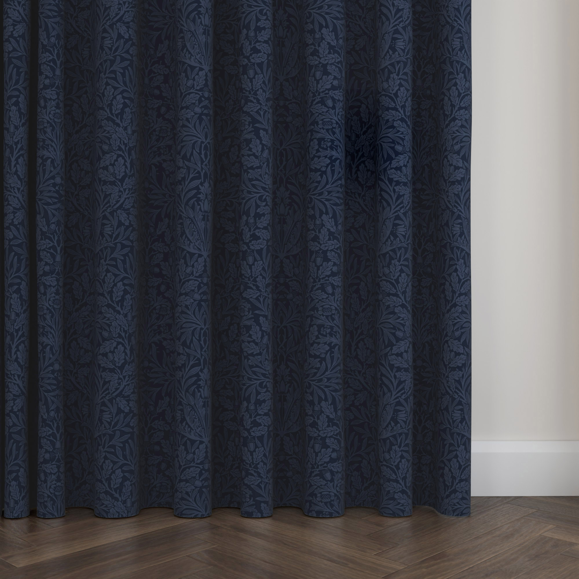 William Morris At Home Acorn Velvet Midnight Wave Curtain - Image 5