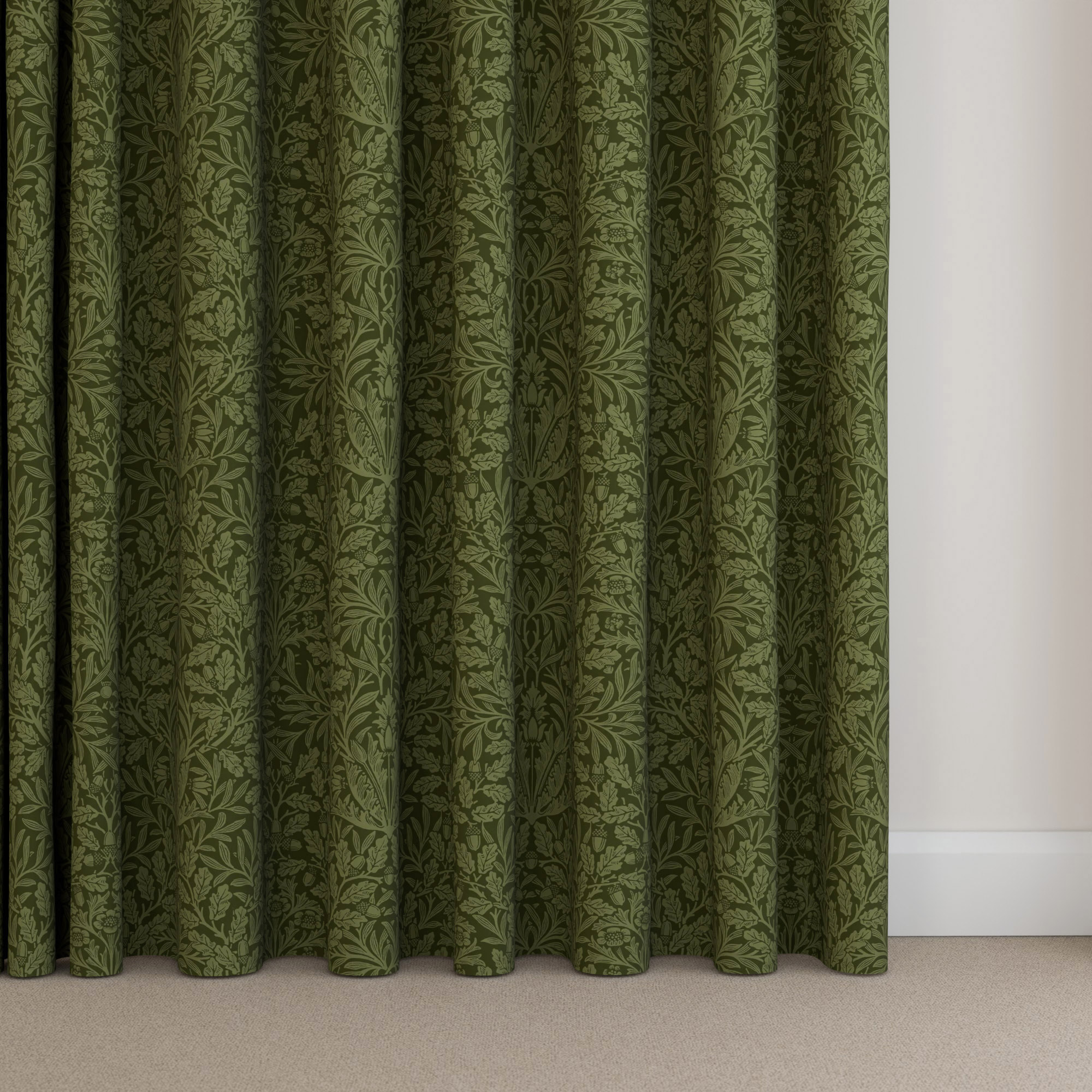 William Morris At Home Acorn Velvet Moss Wave Curtain - Image 5