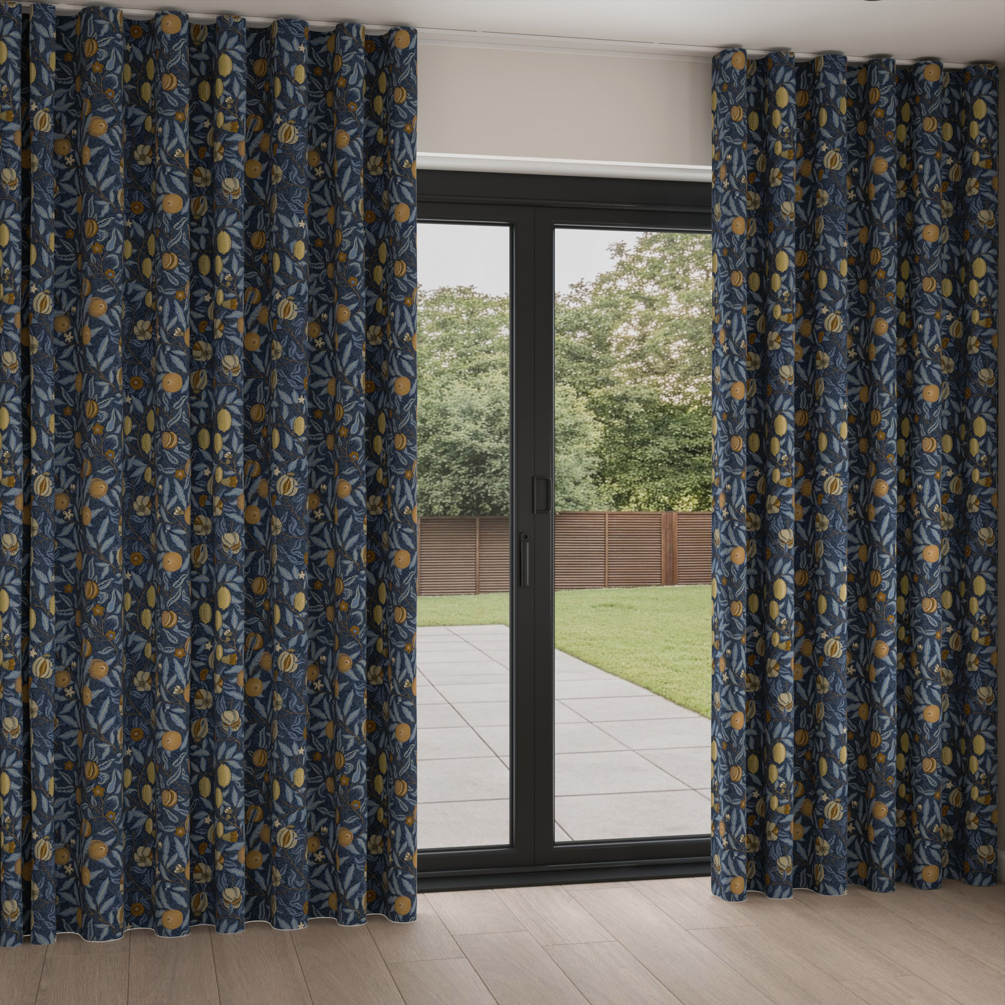 William Morris At Home Fruit Velvet Midnight Wave Curtain - Image 2
