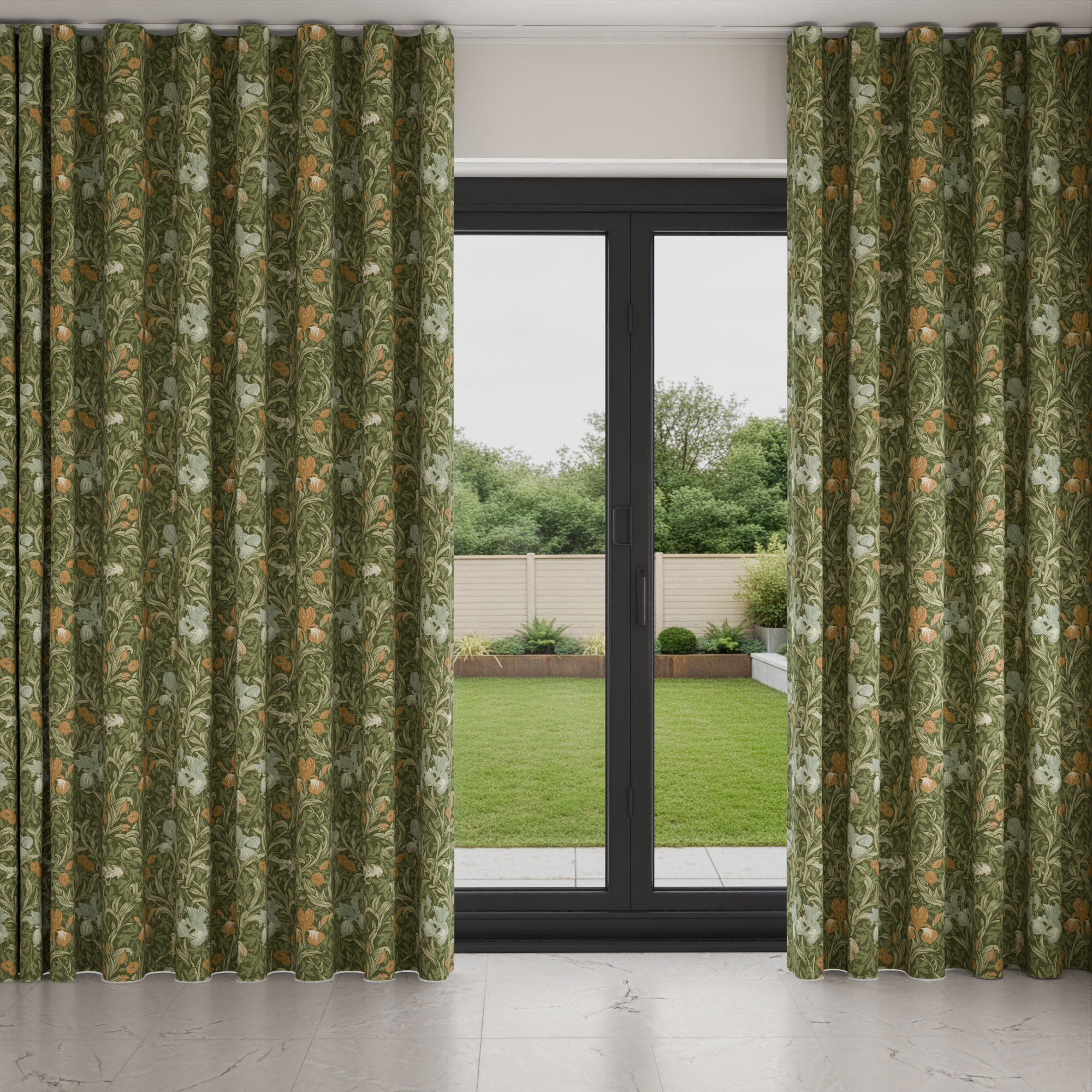 William Morris At Home Iris Moss Wave Curtain - Image 3