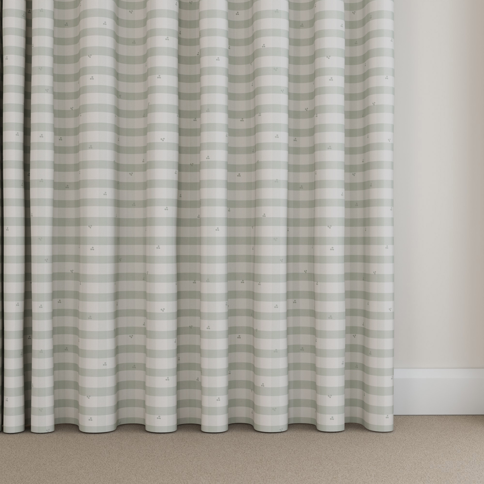 Laura Ashley Alphabet Gingham Sage Wave Curtain - Image 5