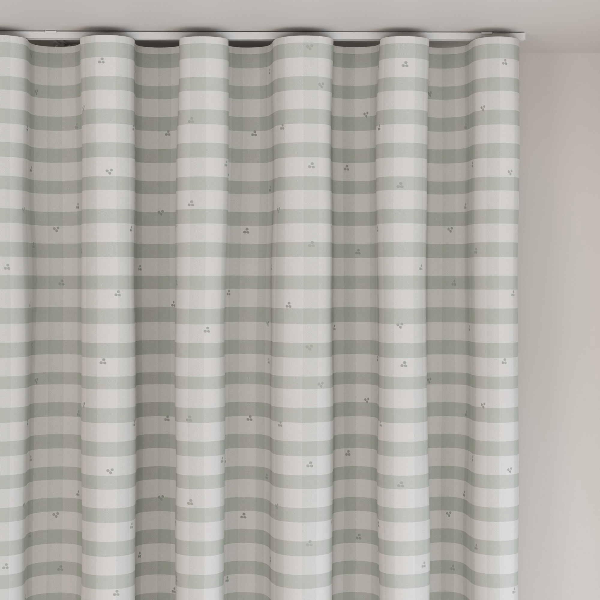 Laura Ashley Alphabet Gingham Sage Wave Curtain - Image 6