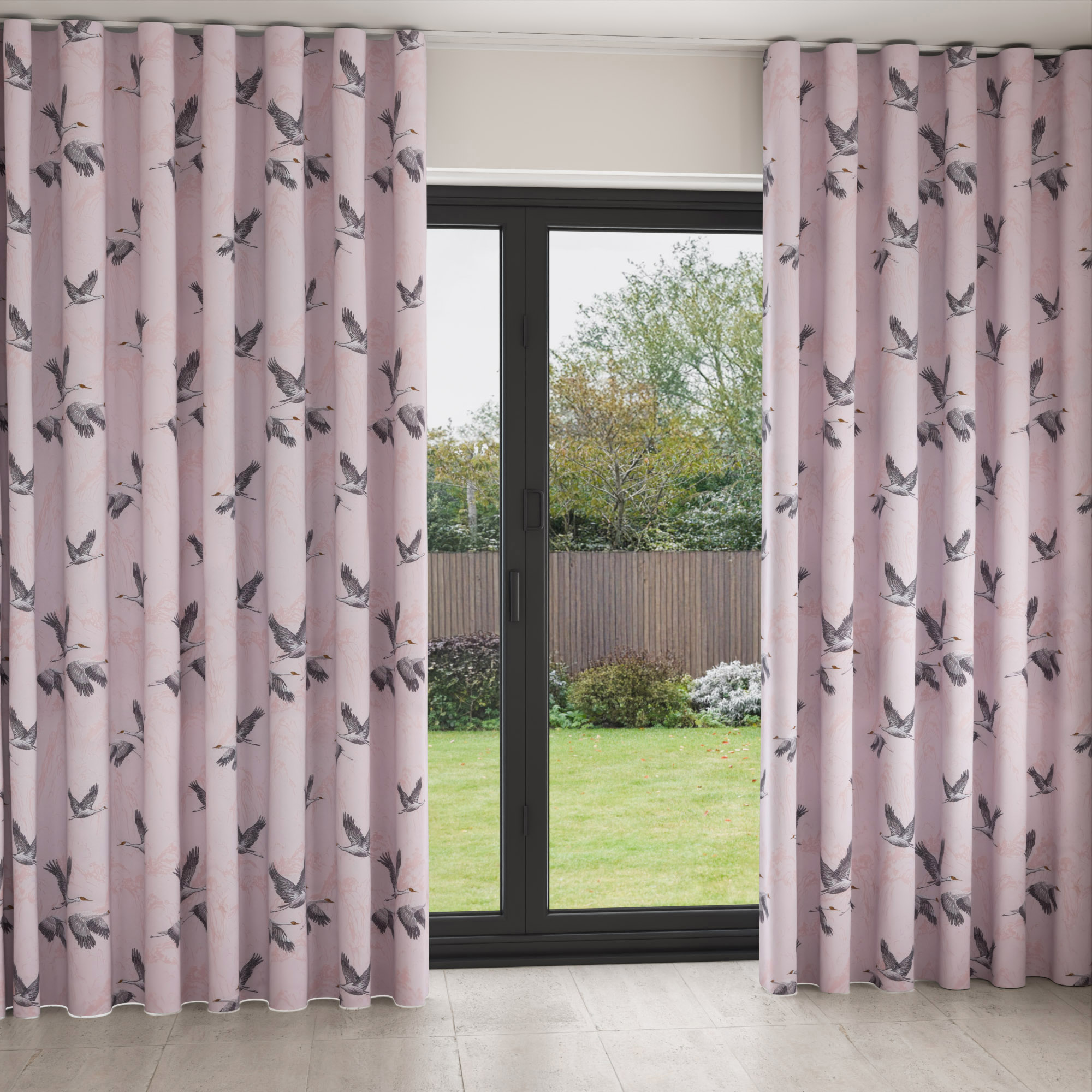 Laura Ashley Animalia Embroidered Blush Wave Curtain