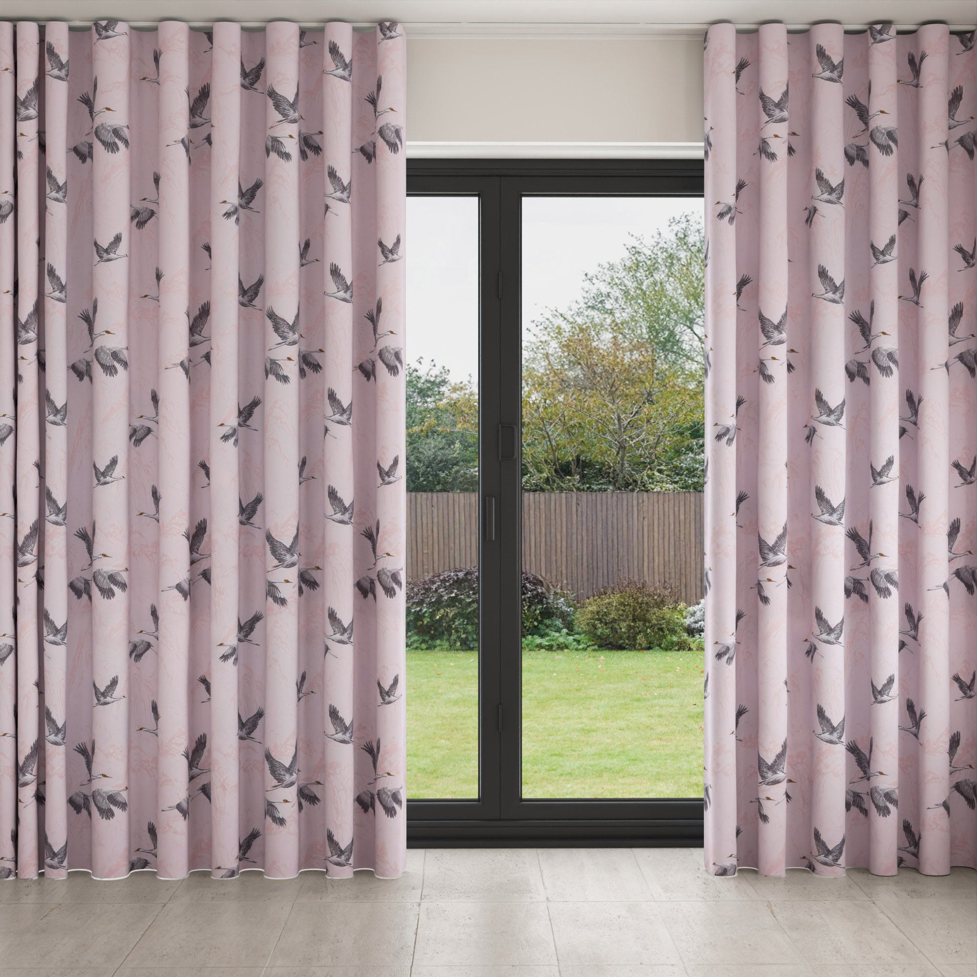 Laura Ashley Animalia Embroidered Blush Wave Curtain - Image 3
