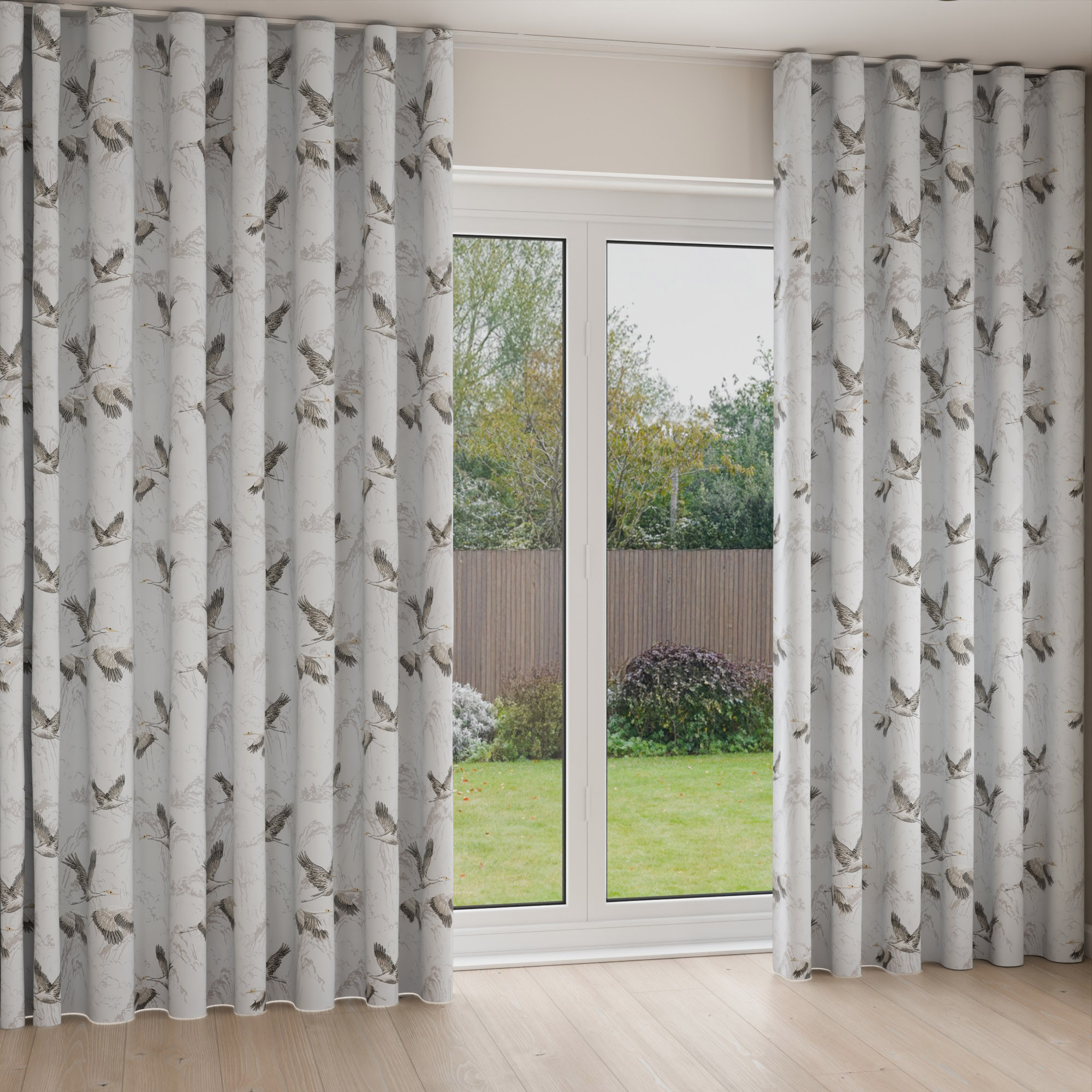 Laura Ashley Animalia Embroidered Silver Wave Curtain - Image 2