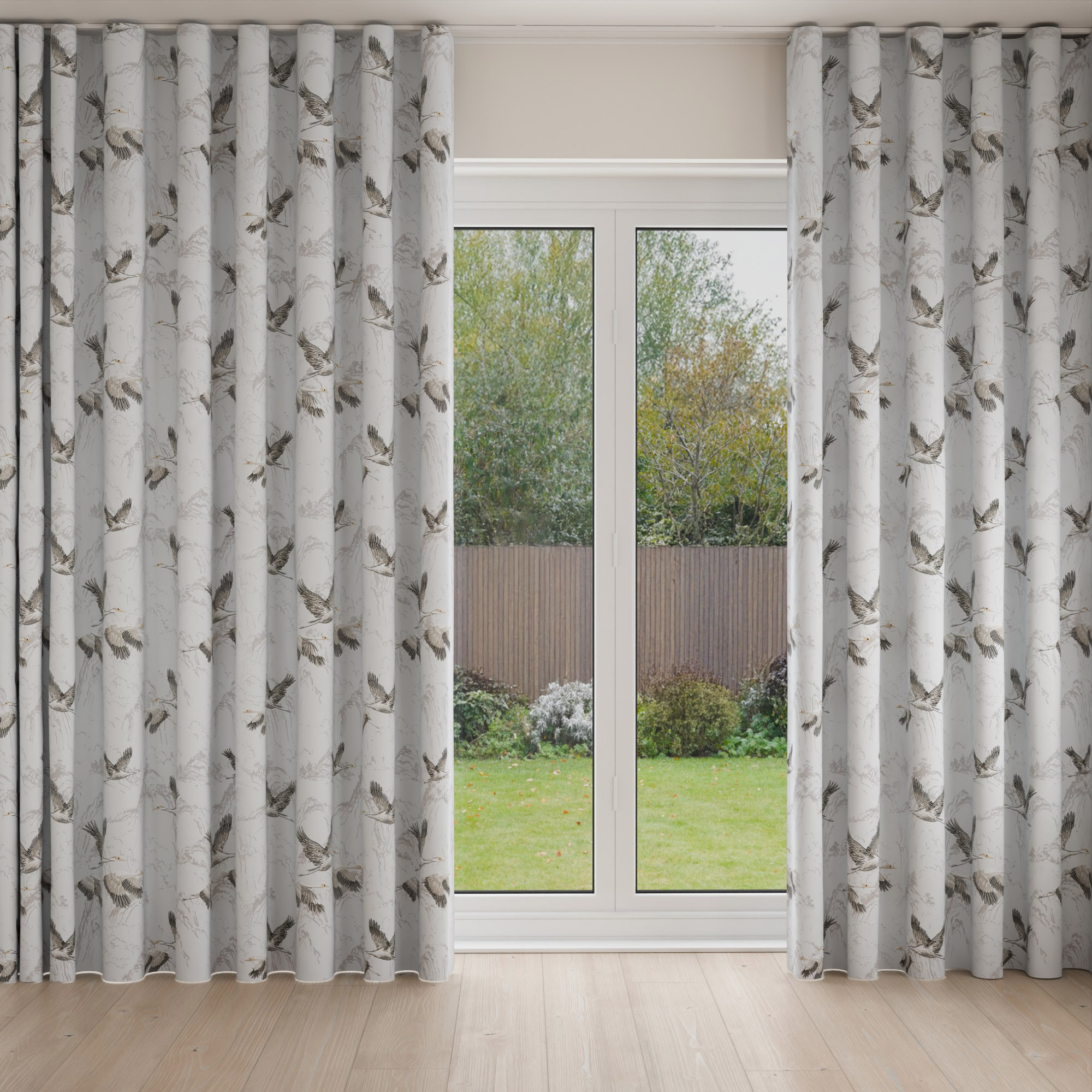 Laura Ashley Animalia Embroidered Silver Wave Curtain - Image 3