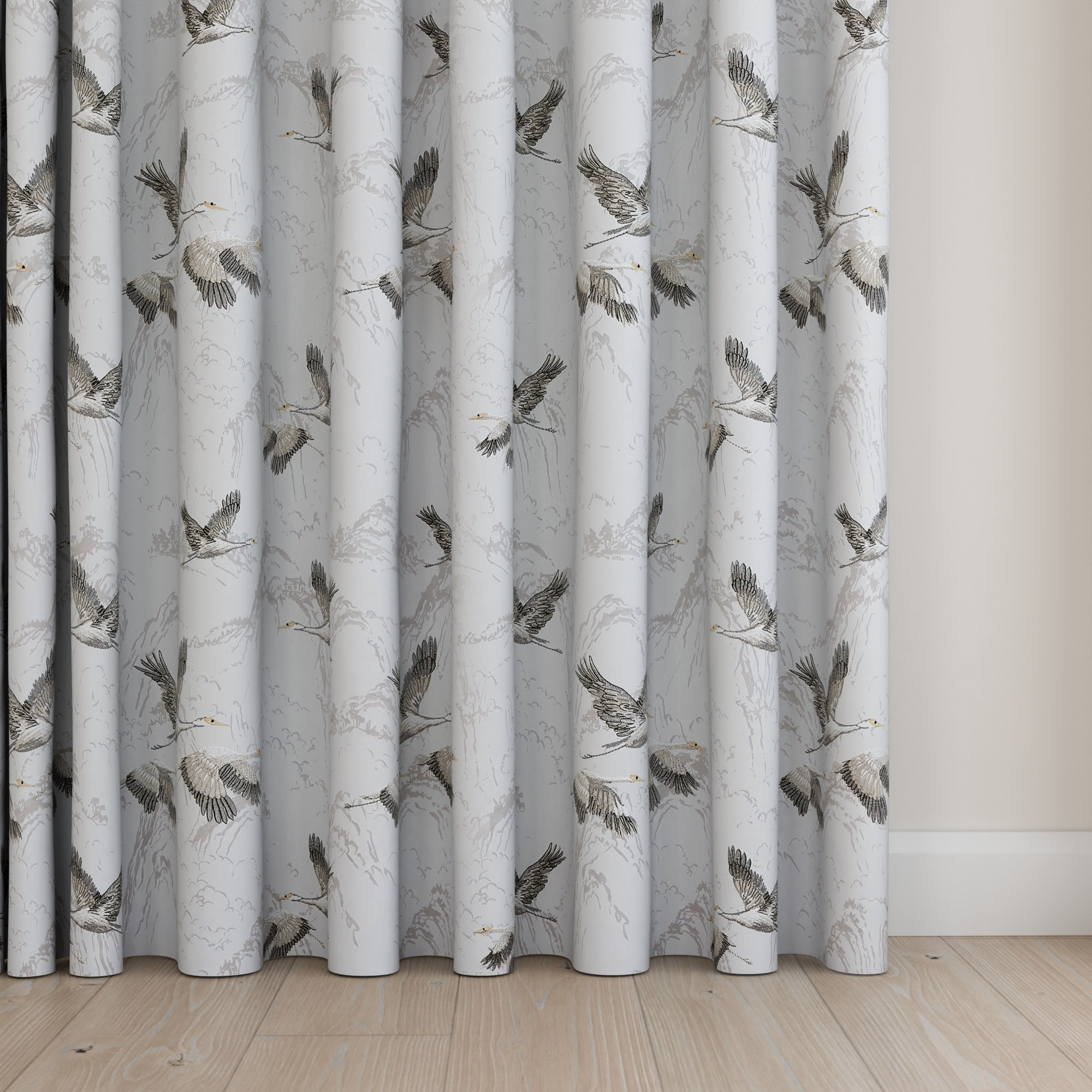 Laura Ashley Animalia Embroidered Silver Wave Curtain - Image 5