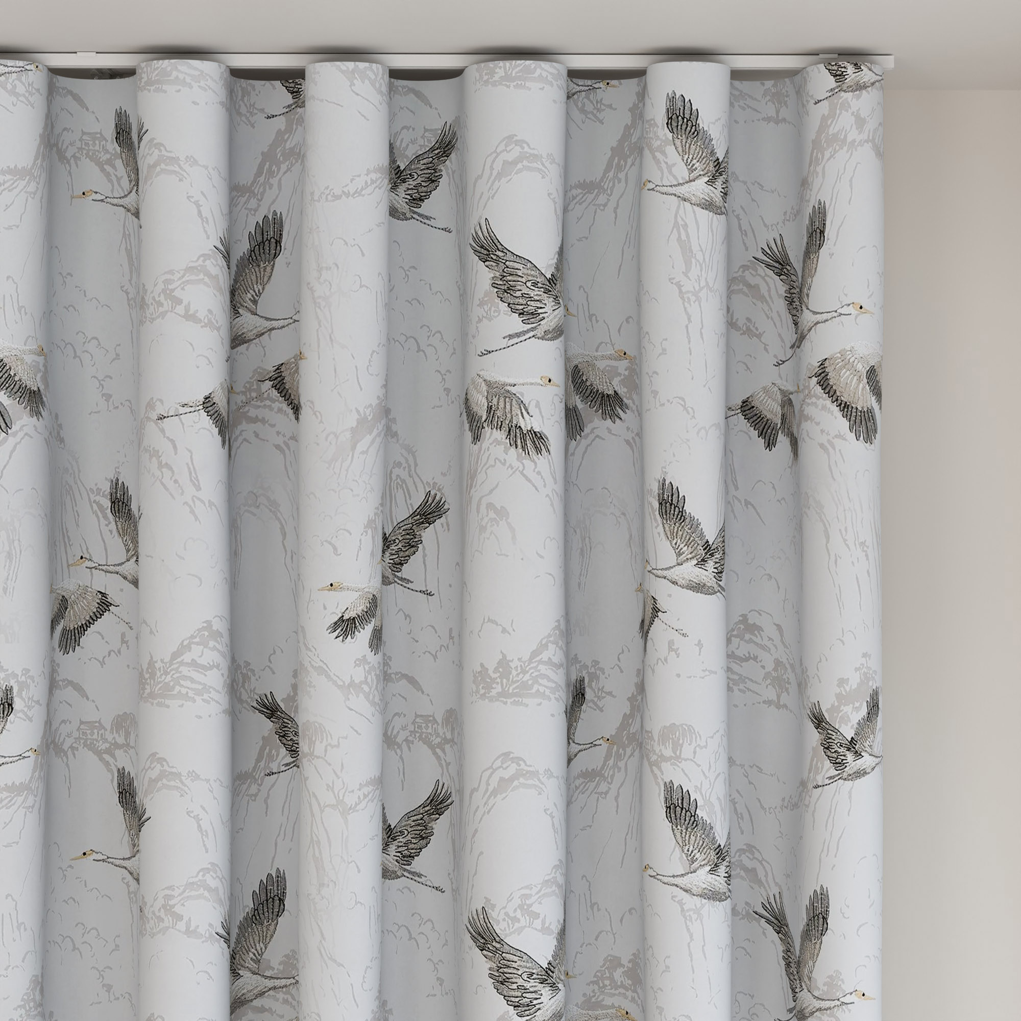 Laura Ashley Animalia Embroidered Silver Wave Curtain - Image 6