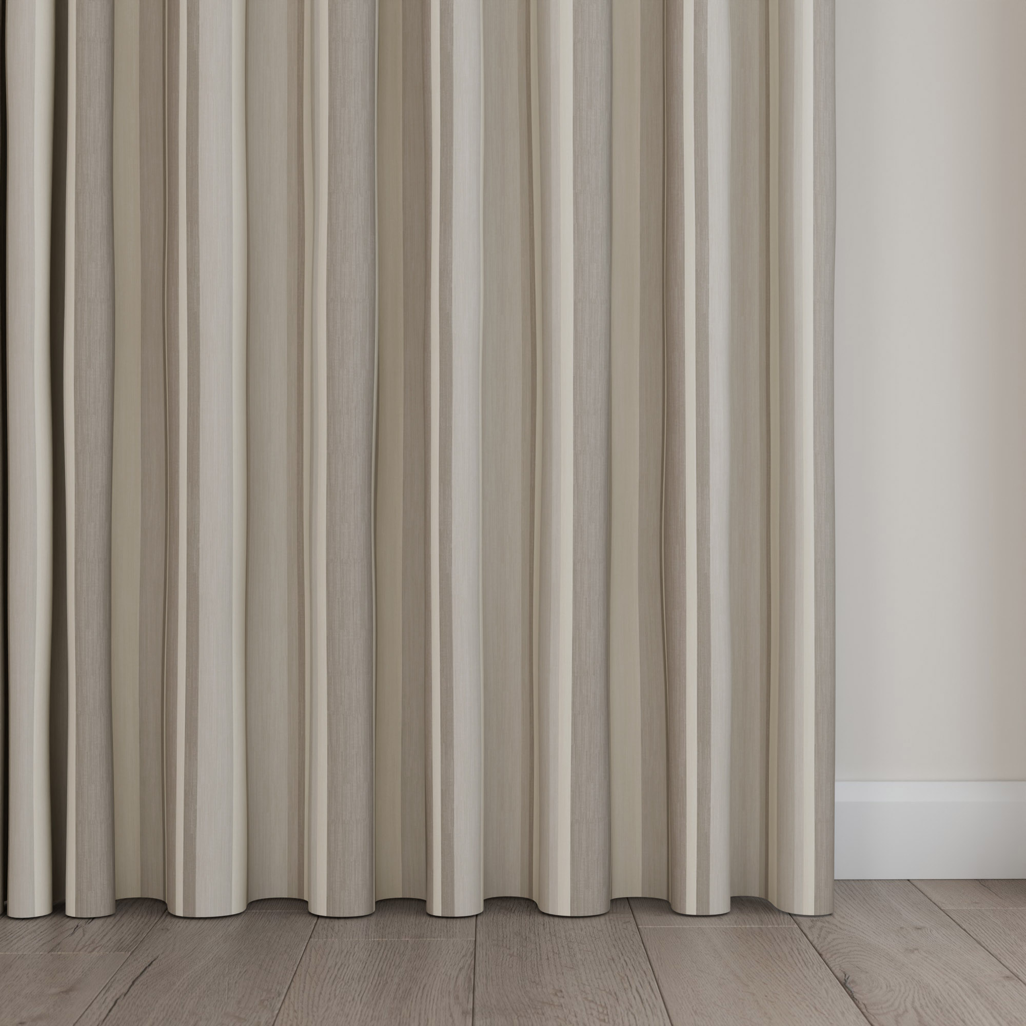 Laura Ashley Awning Stripe Dove Grey Wave Curtain - Image 5