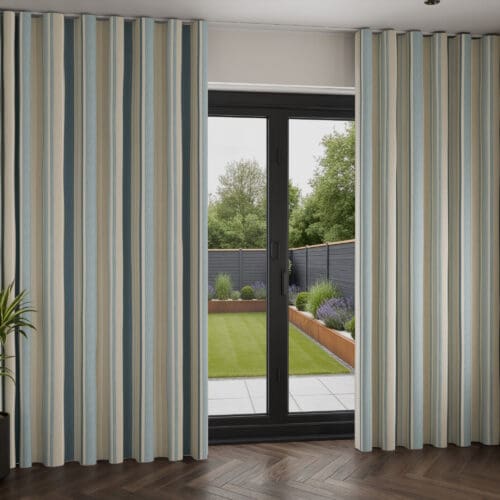 Laura Ashley Awning Stripe Seaspray Wave Curtain