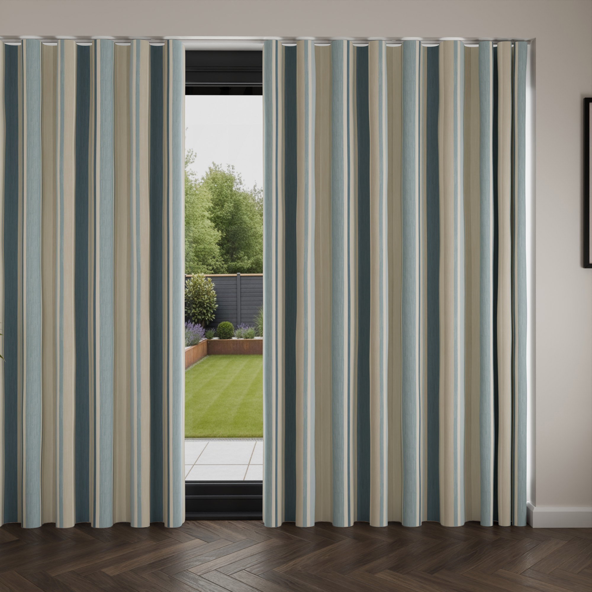 Laura Ashley Awning Stripe Seaspray Wave Curtain - Image 4