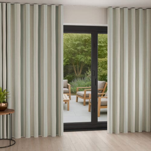 Laura Ashley Awning Stripe Smoke Green Wave Curtain