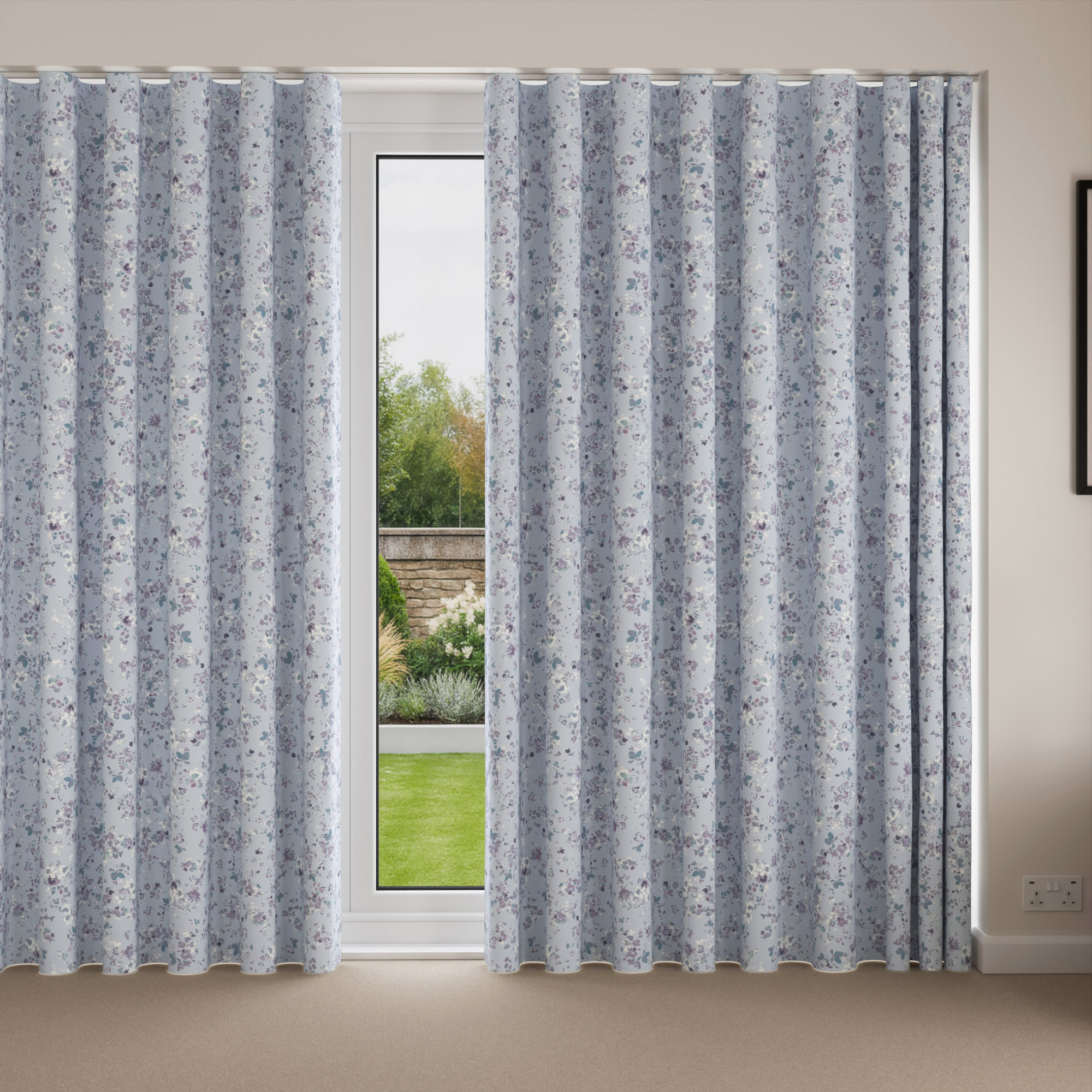 Laura Ashley Blossoms Chalk Blue Wave Curtain - Image 4