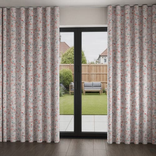 Laura Ashley Blossoms Pale Steel Wave Curtain