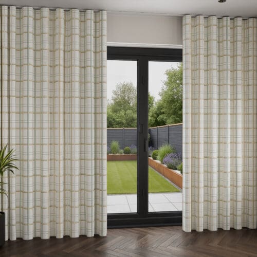 Laura Ashley Burford Check Ochre Wave Curtain