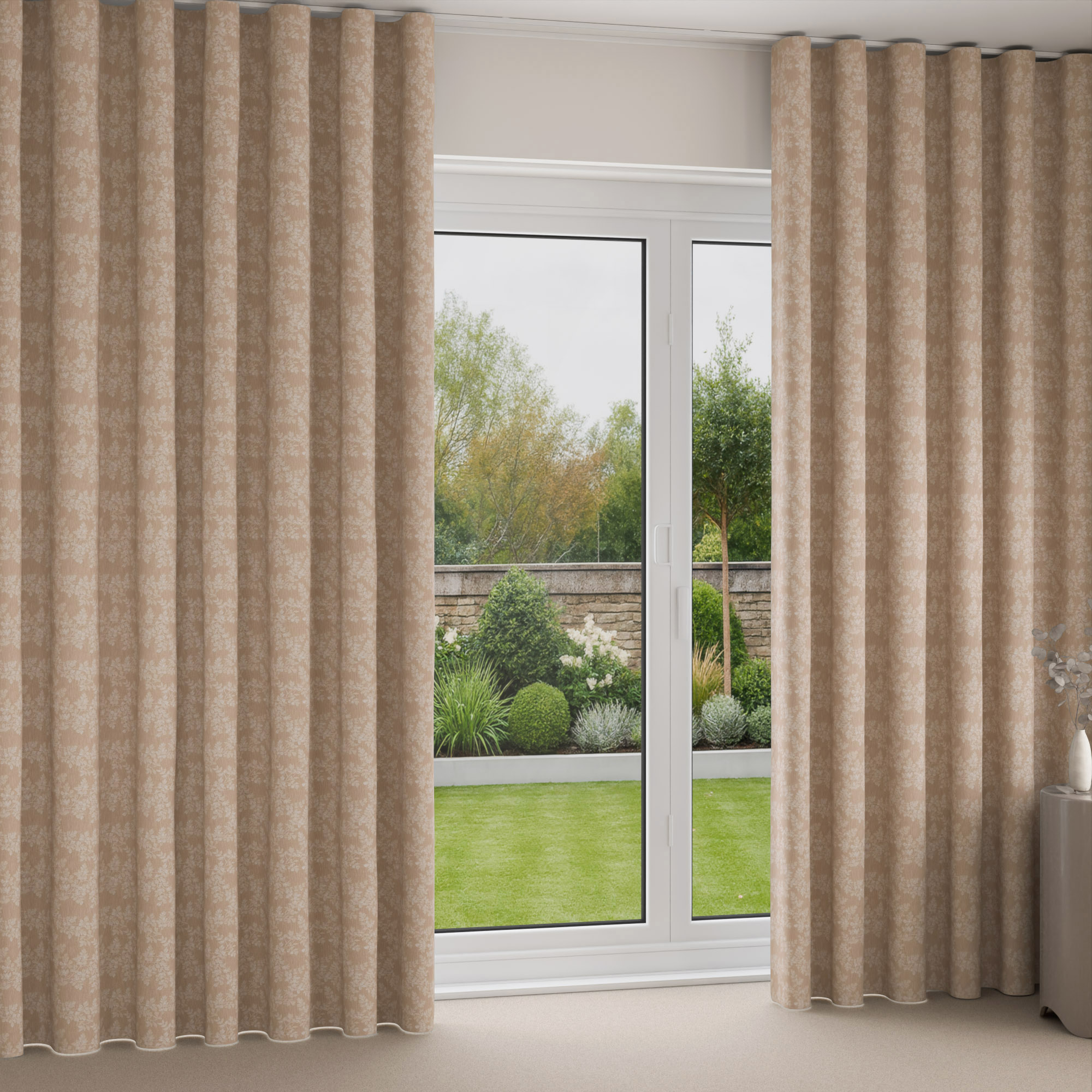 Laura Ashley Burnham Woven Truffle Wave Curtain